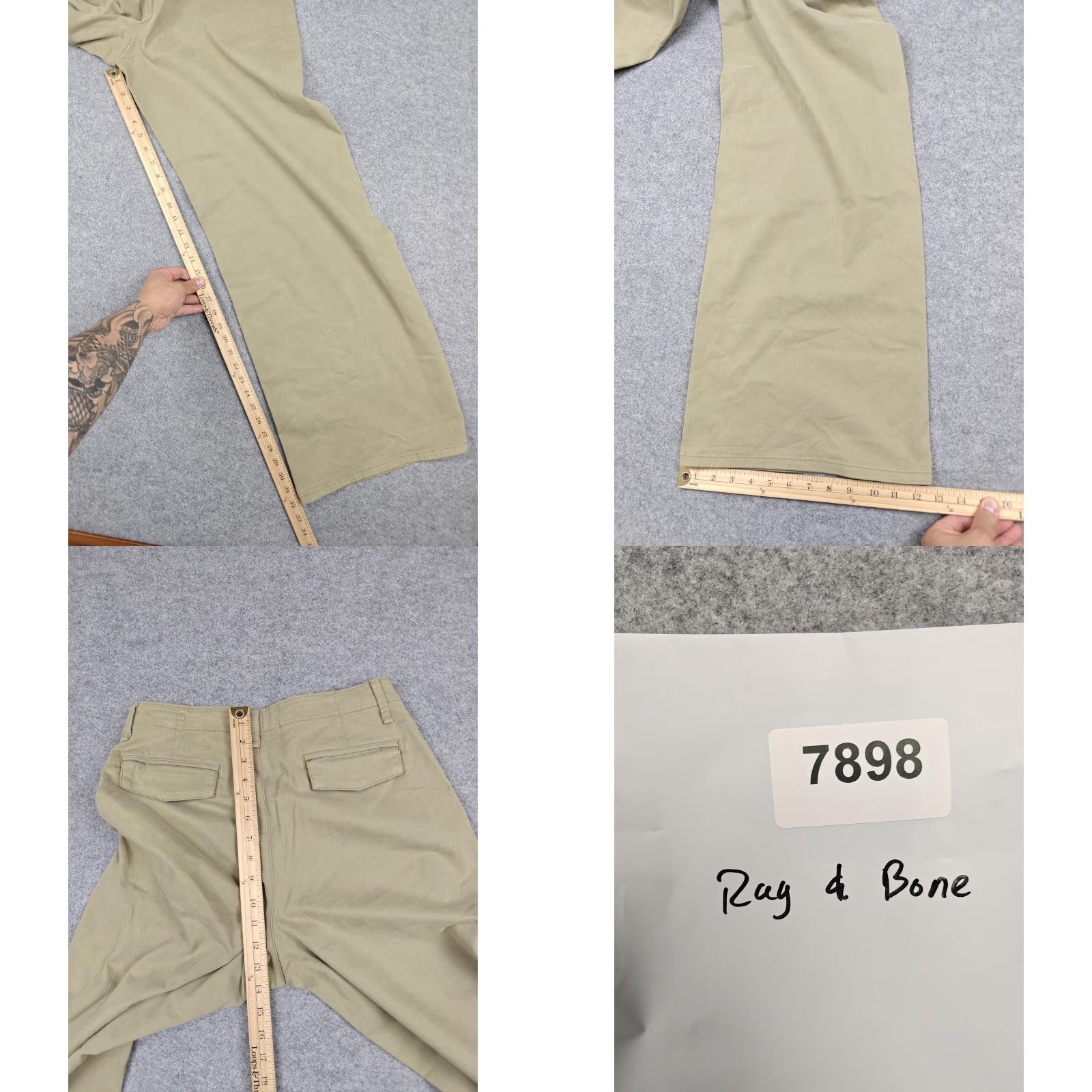 Rag & Bone Rag & Bone Pants Womens 4 Beige Twill Wide-Leg High Rise Chino Stretch Casual Size 27" / US 4 / IT 40 - 8 Thumbnail