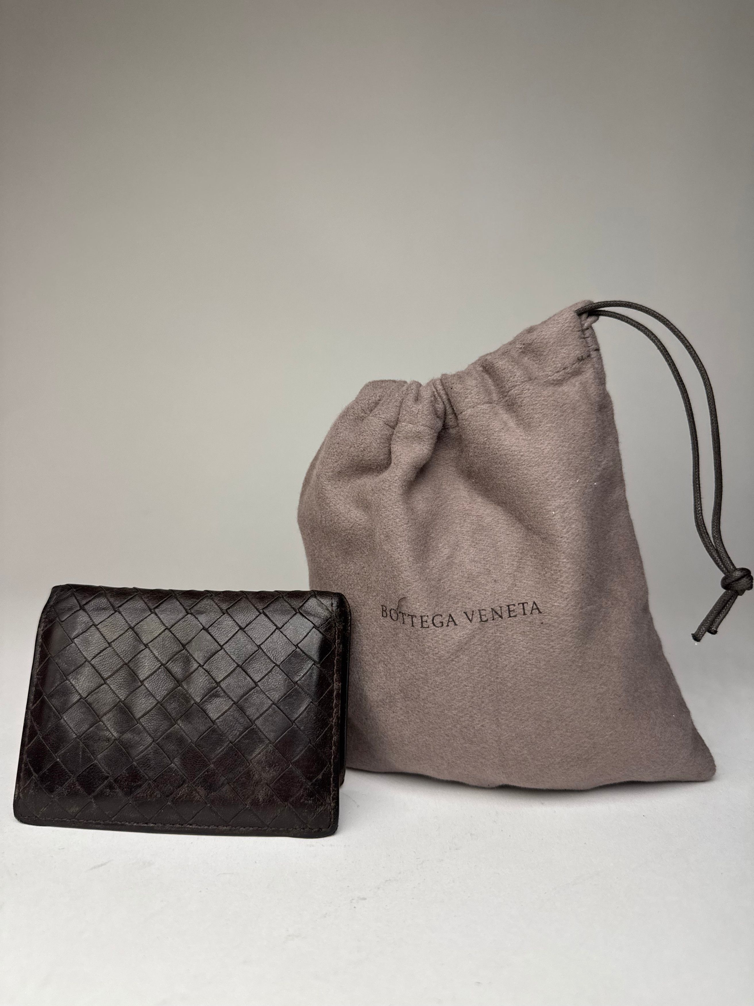 Bottega Veneta Vintage Intrecciato Leather Card Holder Brown Size ONE SIZE - 1 Thumbnail