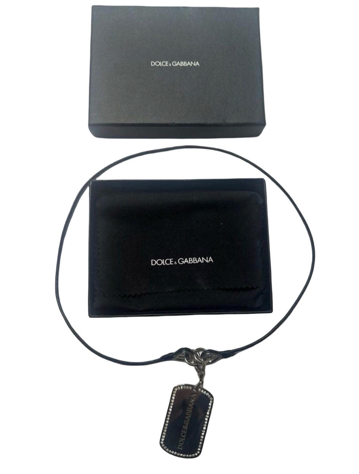 Dolce & Gabbana Dolce & Gabbana Crystal-Embellished Dog Tag Necklace🇮🇹 w/ Box Size ONE SIZE - 1 Thumbnail