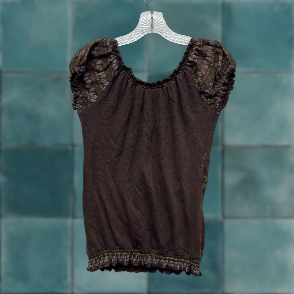 Vintage VINTAGE Y2K Self Esteem Cap Sleeve Shirt S/M Brown Boho Grunge Girls Womens Mens Size S / US 4 / IT 40 - 1 Thumbnail