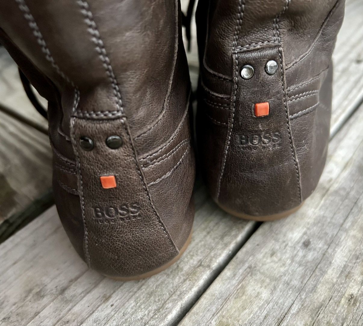 Branded Leather × Hugo Boss Hugo Boss Leather Lace-Up Boots size 43 Made in Italy Size US 10 / EU 43 - 9 Thumbnail