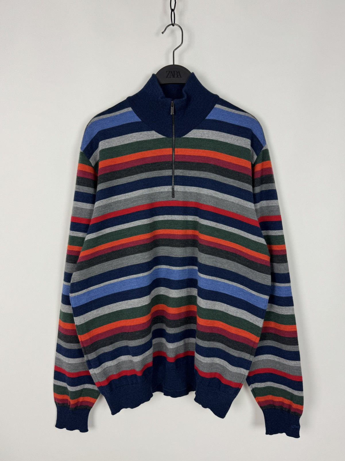 Paul & Shark Yachting 3/4 Zipper Striped Wool Jumper Sweater