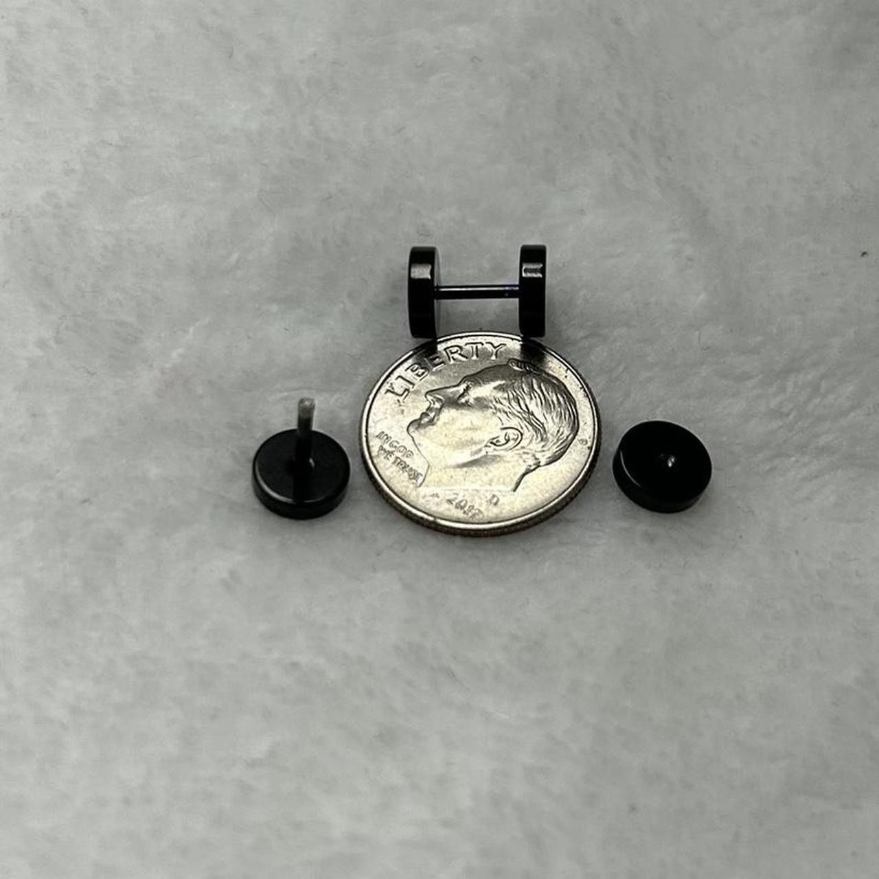 Jewelry Black Flat Round Plugs Stud Earrings - ERG Size ONE SIZE - 4 Thumbnail