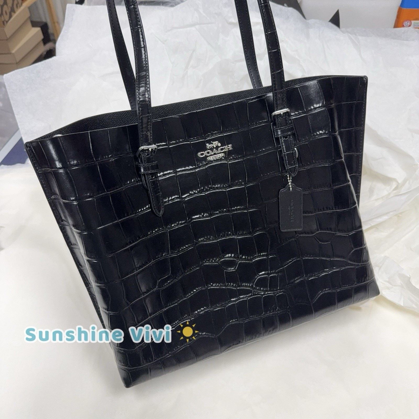 Coach NWT Coach Large Mollie Tote Bag leather CW018 Black Size ONE SIZE - 3 Thumbnail