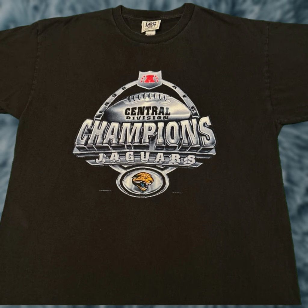 Lee VINTAGE 90s Jacksonville Jaguars NFL Division Champs 1999 VTG Shirt Mens Sz XXL Black Short Sleeve T-Shirt 2XL Men Sports Vintage 90s Hip Hop Mens Size US XXL / EU 58 / 5 - 1 Thumbnail