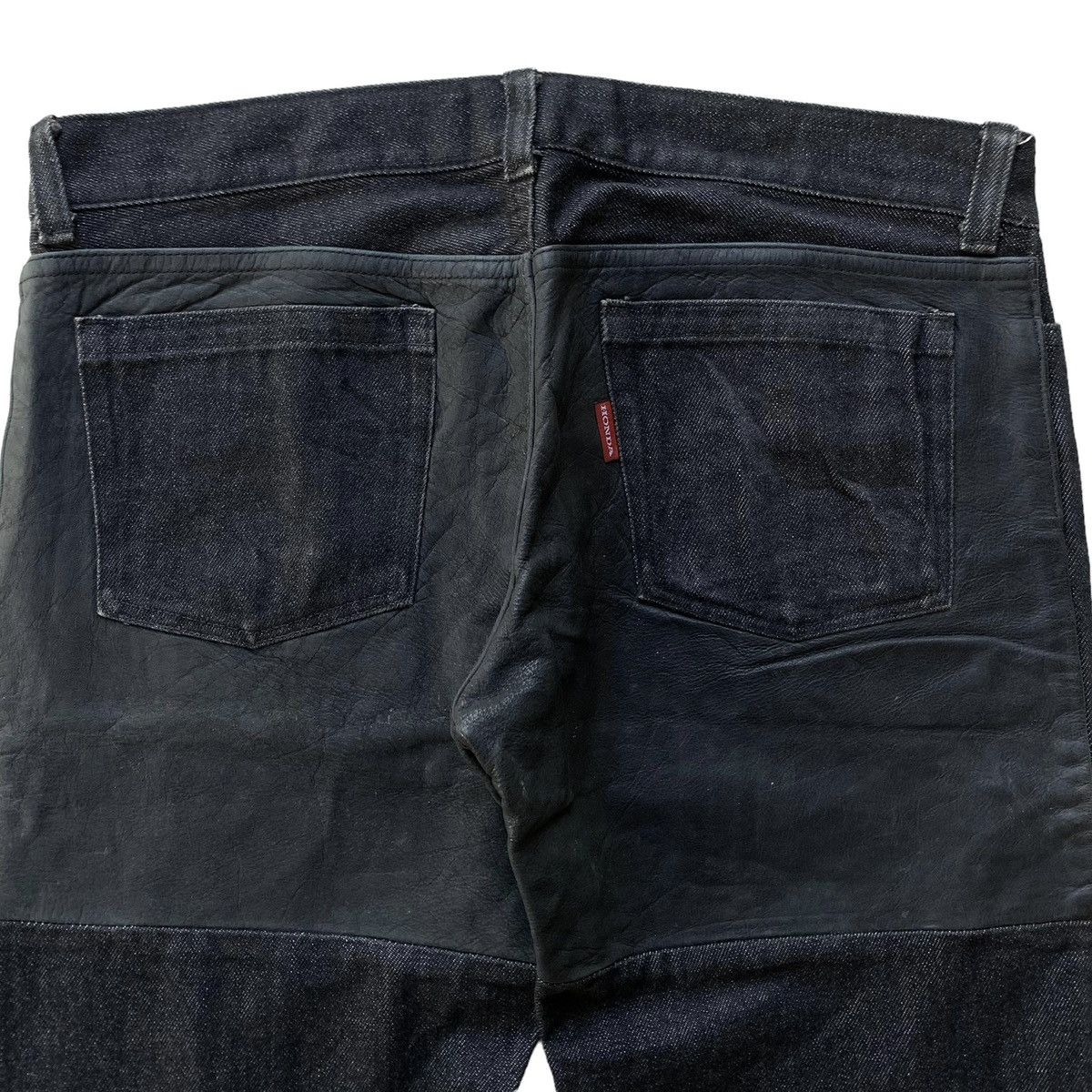 Japanese Brand 1990s - Shinichiro Arakawa Mix Leather Biker Denim Size US 32 / EU 48 - 3 Thumbnail