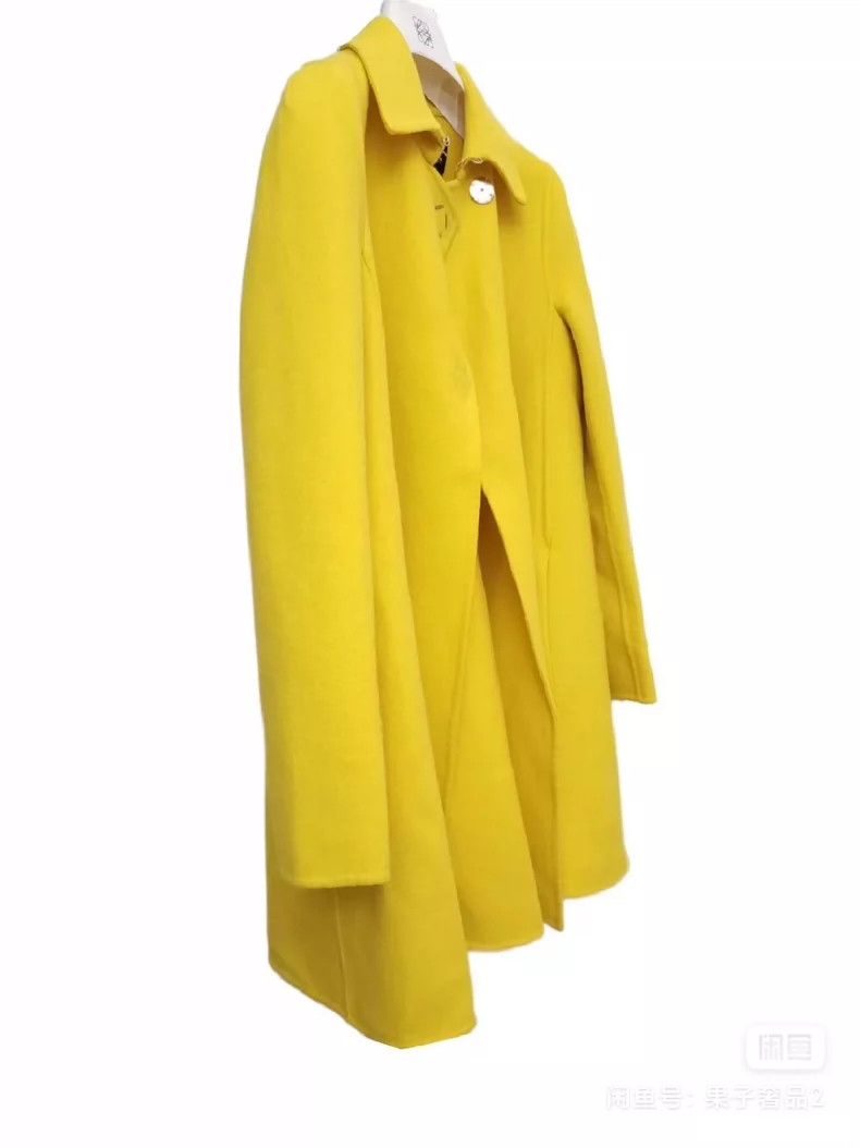 Versace Versace Bright yellow mid-length wool coat Size S / US 4 / IT 40 - 3 Thumbnail