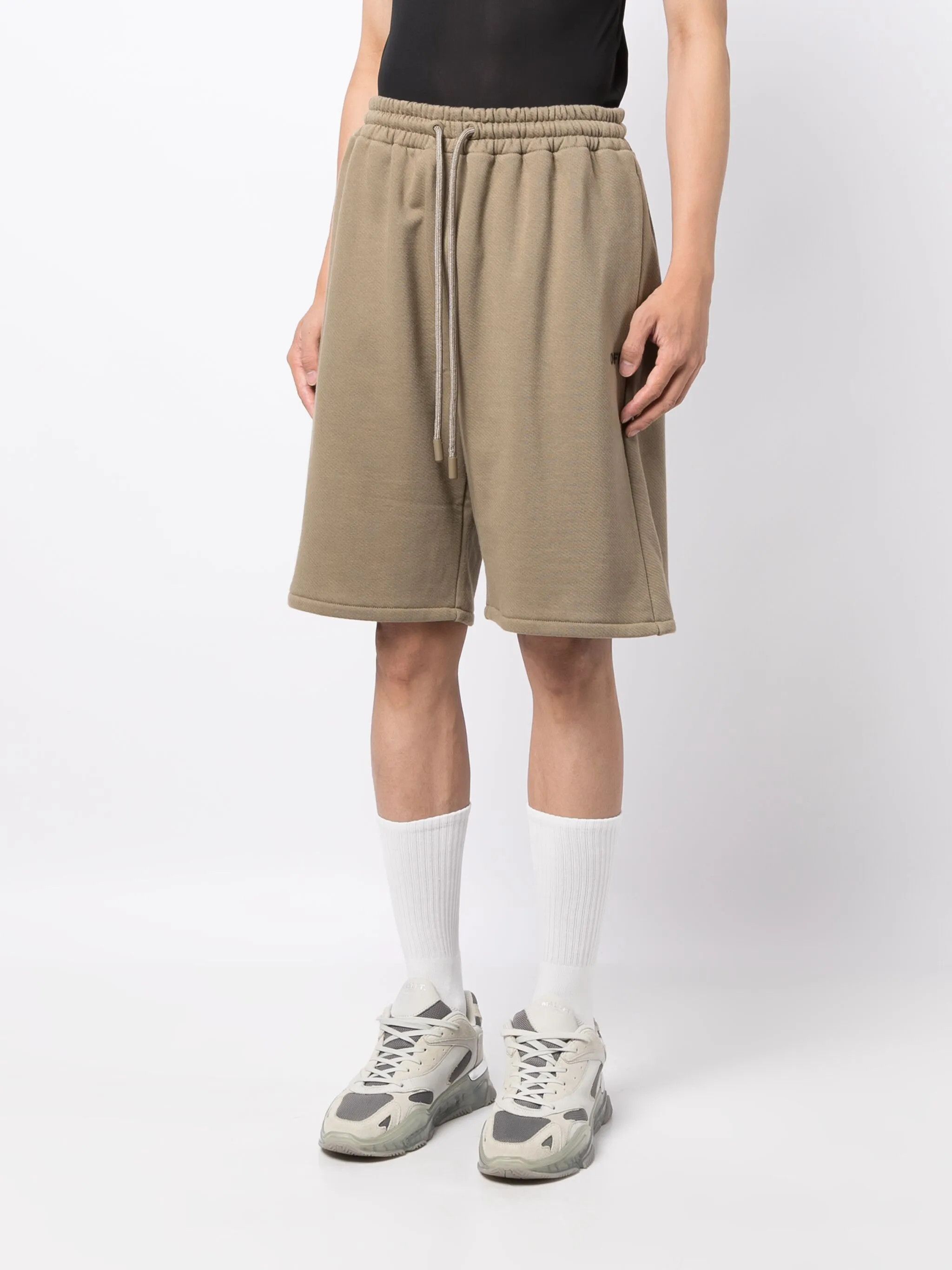Off-White o1gr1nt0425 Off Stitch Skate Sweat Short in Beige Size US 30 / EU 46 - 3 Thumbnail