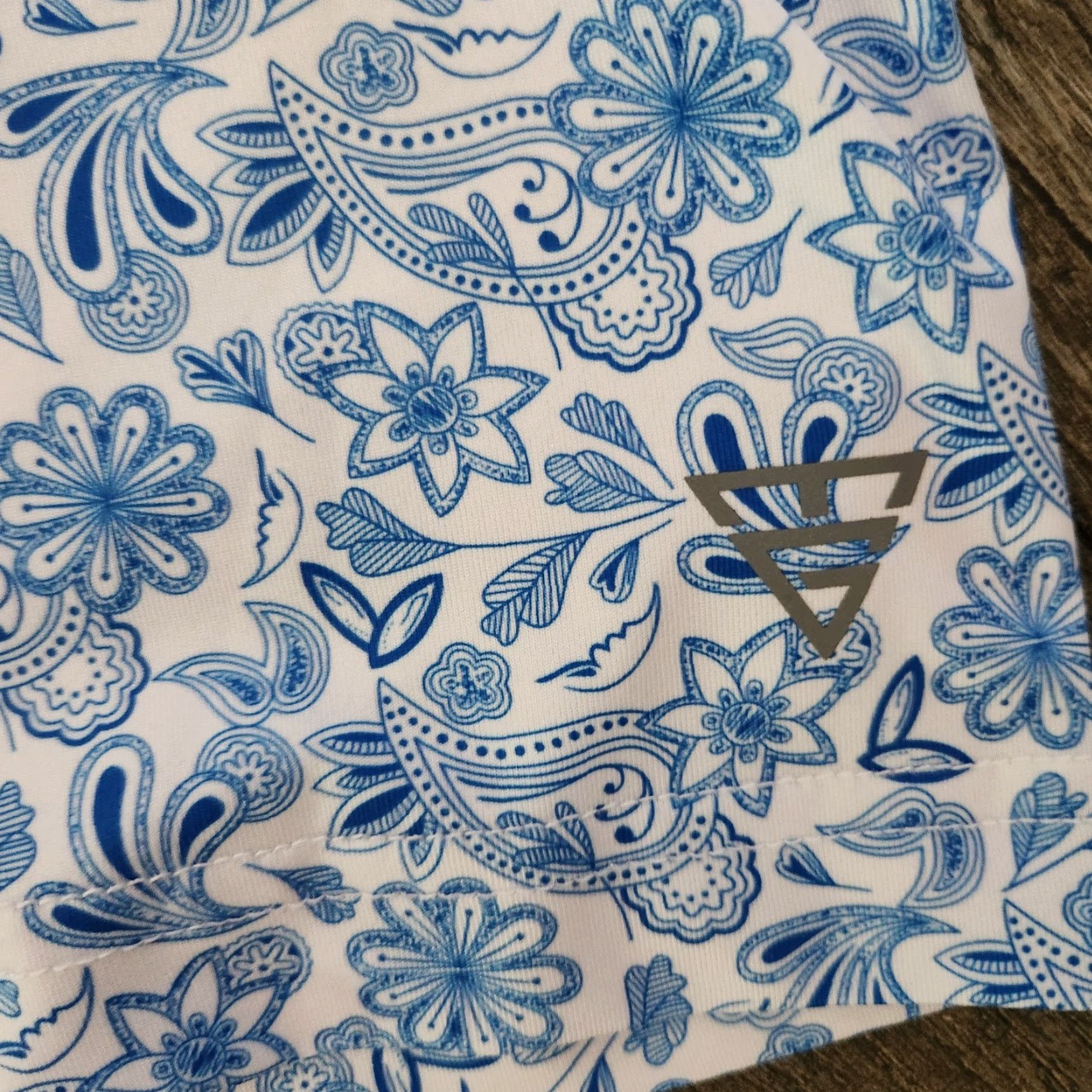 Vintage Maelreg Performance Polo Floral Paisley Pattern Blue Shirt Mens M Regular Short Sleeve Golf AOP Lightweight Stretch Breathable Button Logo Embroidered Size US M / EU 48-50 / 2 - 4 Thumbnail