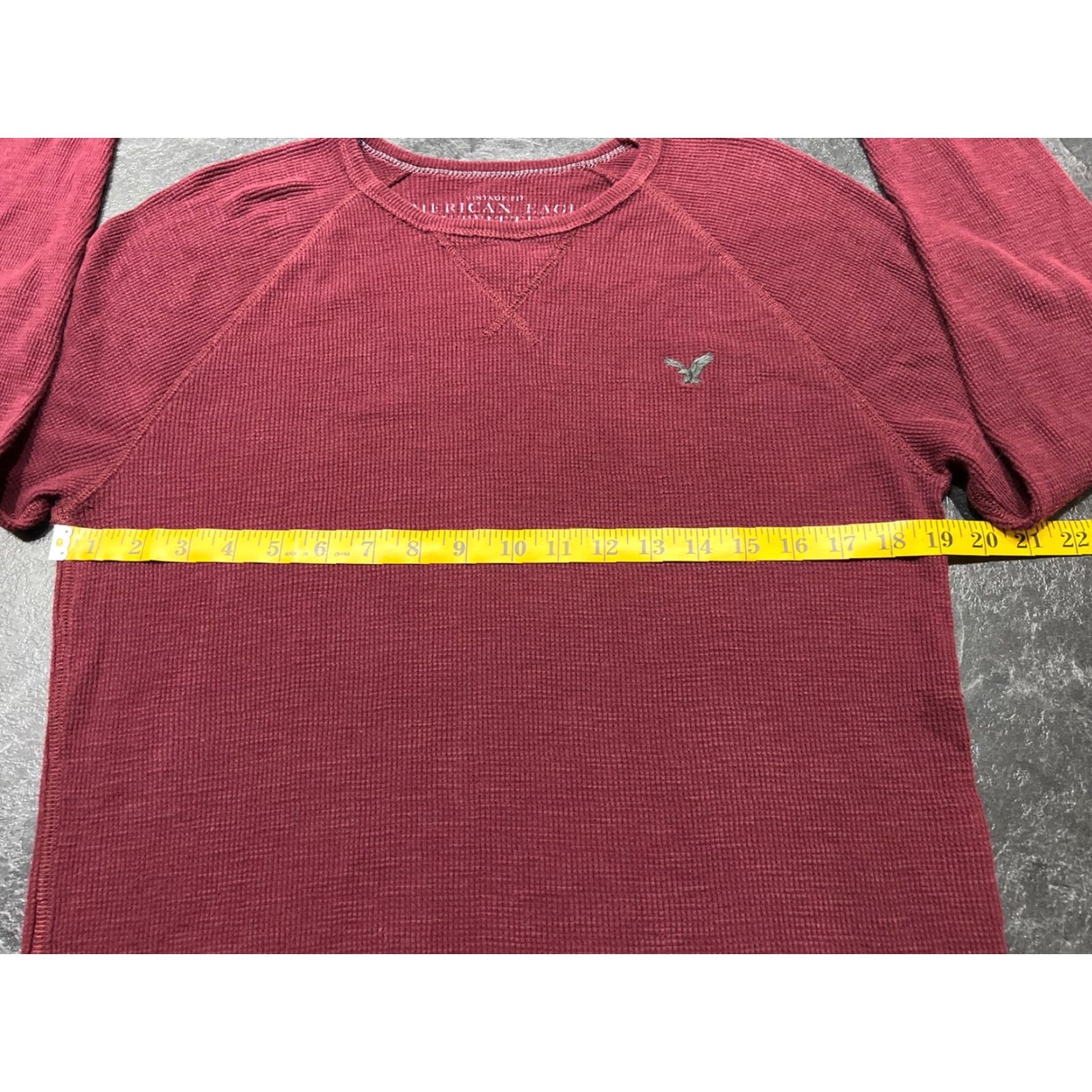 American Eagle Outfitters American Eagle Mens Maroon Waffle Knit Crew Neck Pullover Long Sleeve M Size US M / EU 48-50 / 2 - 6 Thumbnail