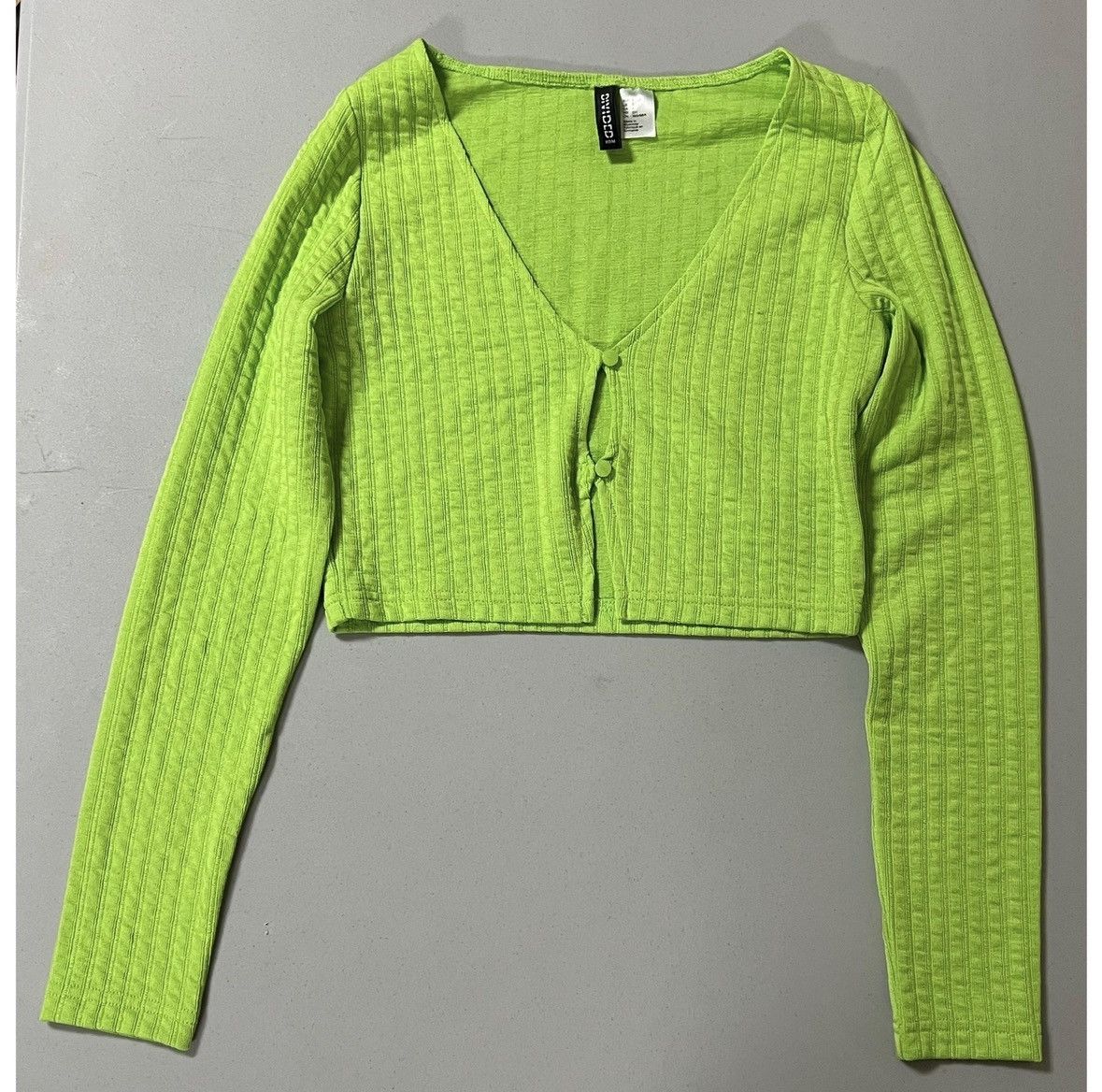 H&M Lime Green Neon Long Sleeve Cardigan Shawl Top Shirt Size S💚 Size S / US 4 / IT 40 - 1 Thumbnail