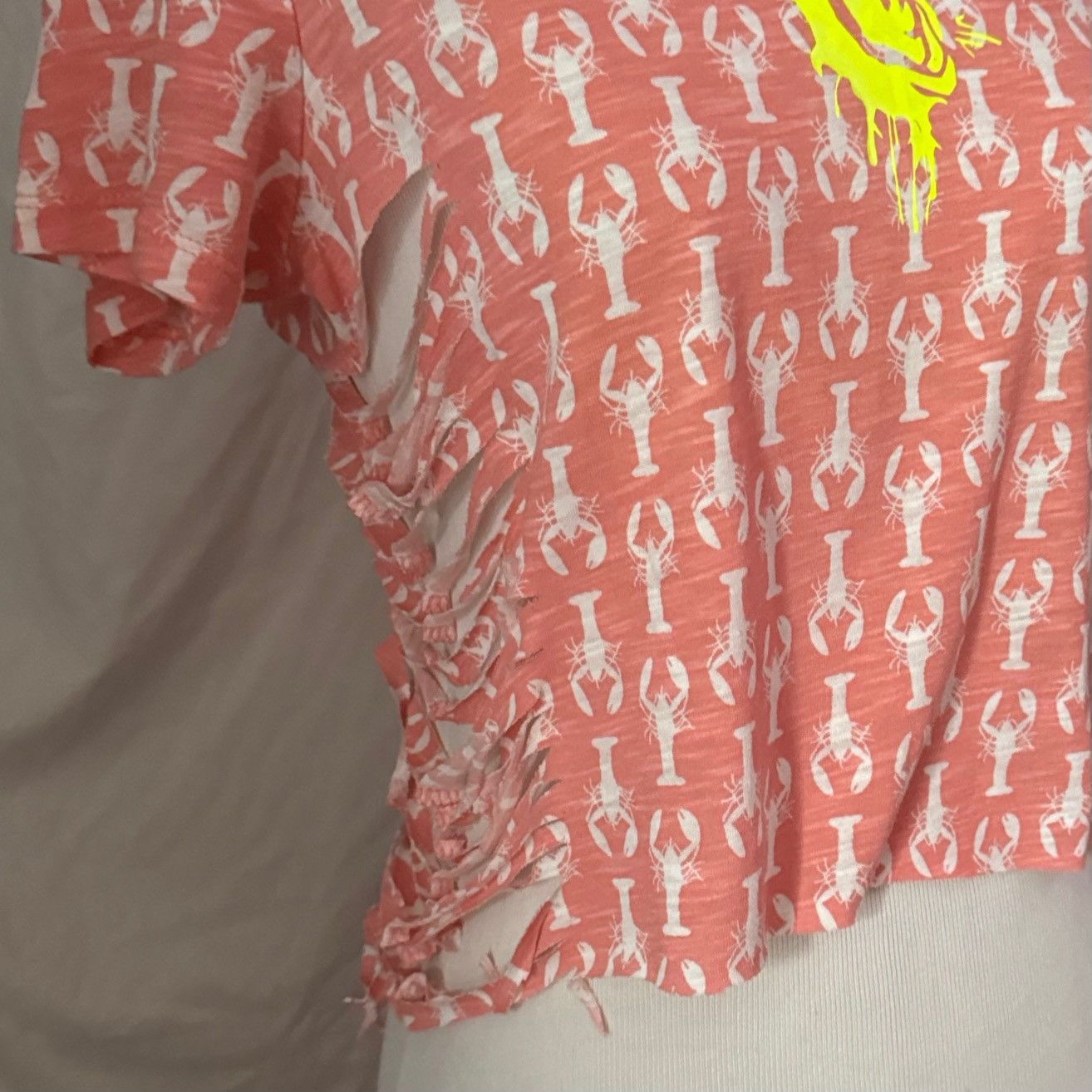 Aeropostale AERO, Reworked, Coral, Lobster Graphic, Cropped Baby Tee Size XS / US 0-2 / IT 36-38 - 7 Thumbnail