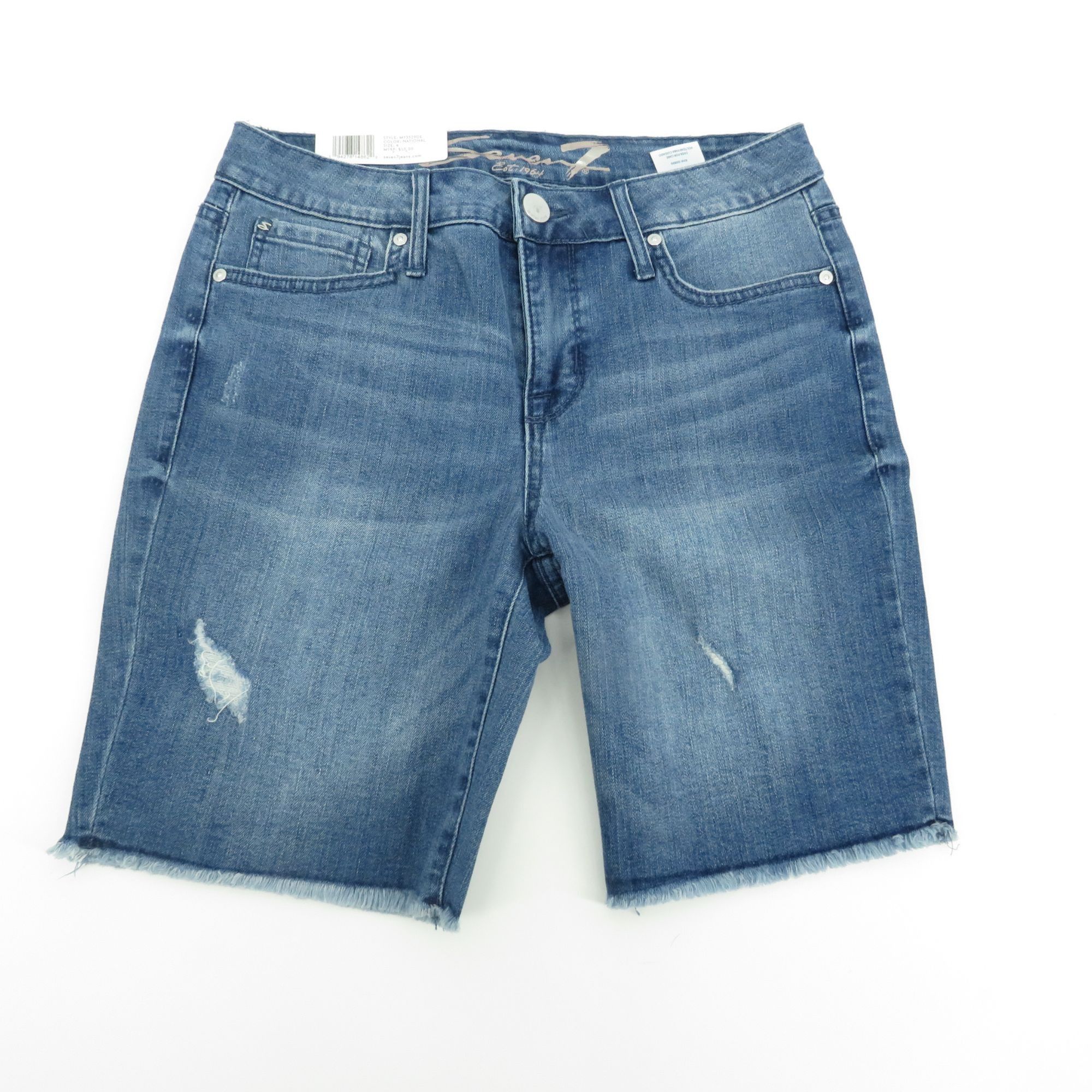 Other Seven7 Women's Sunset Bermuda Denim Shorts Fray Hem 9" Insea Size 27" / US 4 / IT 40 - 4 Thumbnail