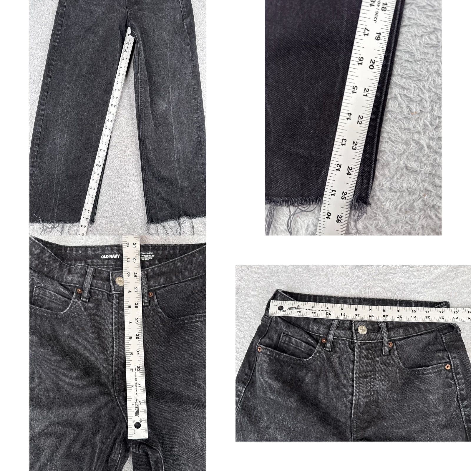 Old Navy Old Navy Jeans Women 2P Black Denim Curvy SkyHi Wide Leg Distressed Cotton 25x26 Size 26" / US 2 / IT 38 - 8 Thumbnail