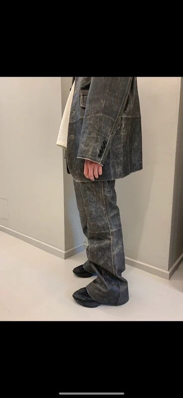 $1035 - Distressed Leather - Flared Trousers