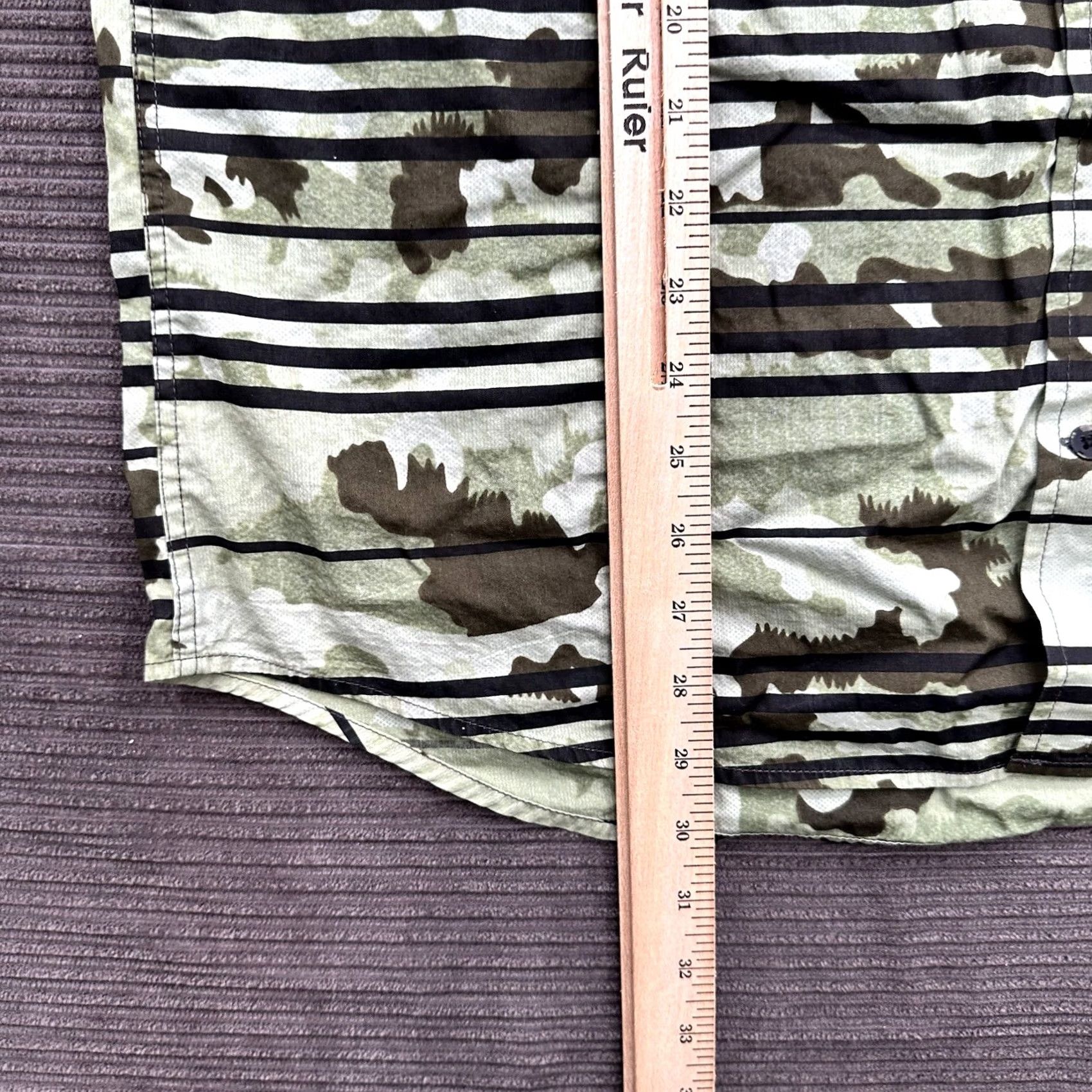 Hurley Hurley Shirt Men XL Green Multicolor Argo Camo Palm Striped Button-Up Short Sleeve Casual Cotton Beach Size US XL / EU 56 / 4 - 5 Thumbnail