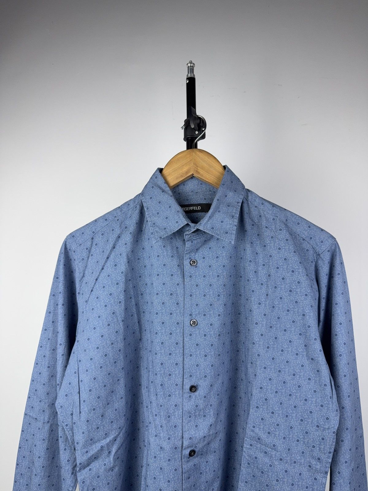 Karl Lagerfeld Karl Lagerfeld Blue Patterned Long Sleeve Shirt Size 40 / L Size US L / EU 52-54 / 3 - 2 Thumbnail