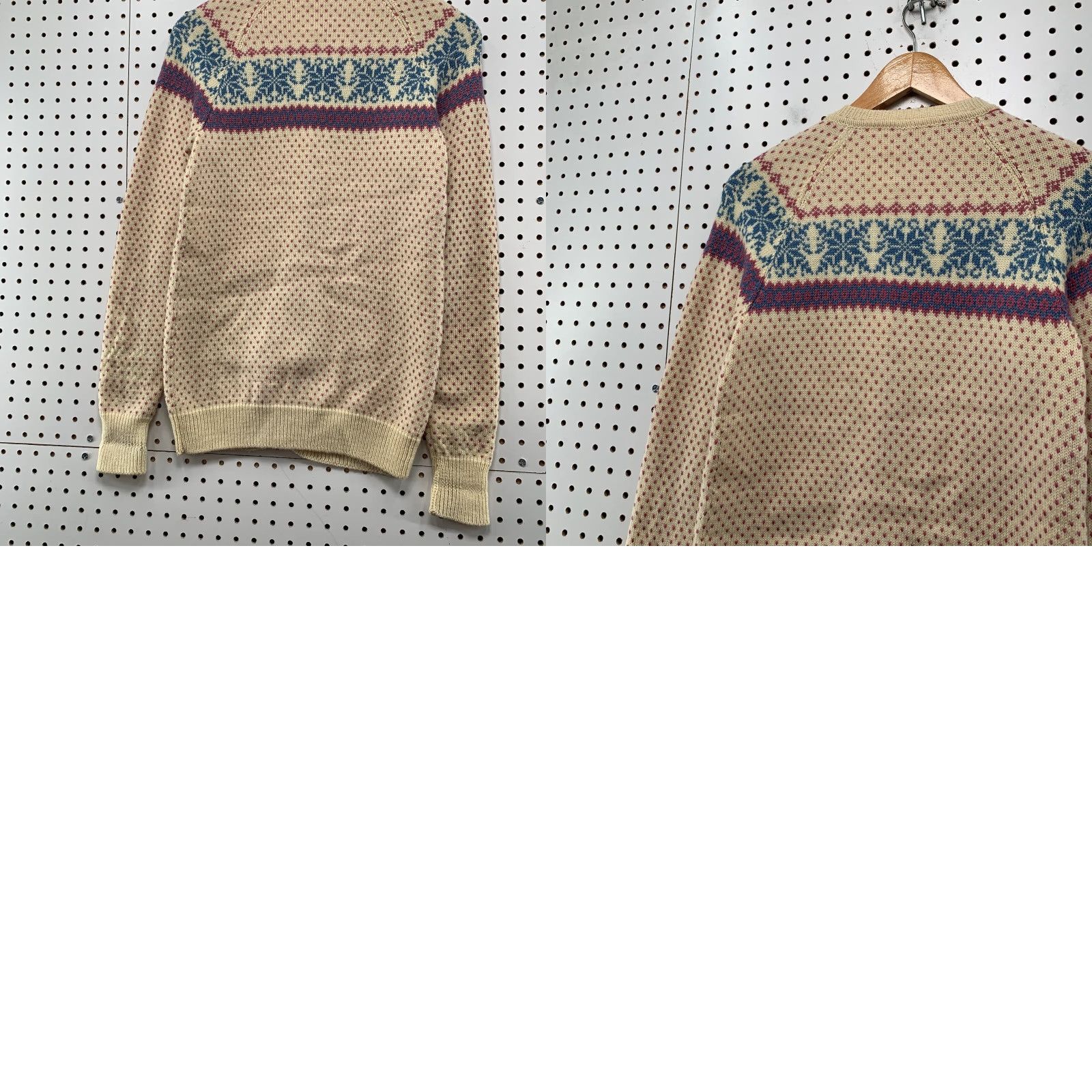 Vintage Vintage Wool Birds Eye Cardigan Sweater Womens M Beige Nordic Fair Isle Size M / US 6-8 / IT 42-44 - 10 Thumbnail