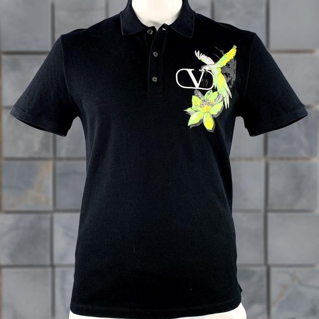 Valentino VALENTINO Polo Men L Black Green Yellow Parrot Graphic Cotton Buttoned 2020 Italy Graphic, Gradient, Polo, Parrot, Buttoned, Cotton, Italian Polo Size US L / EU 52-54 / 3 - 1 Thumbnail