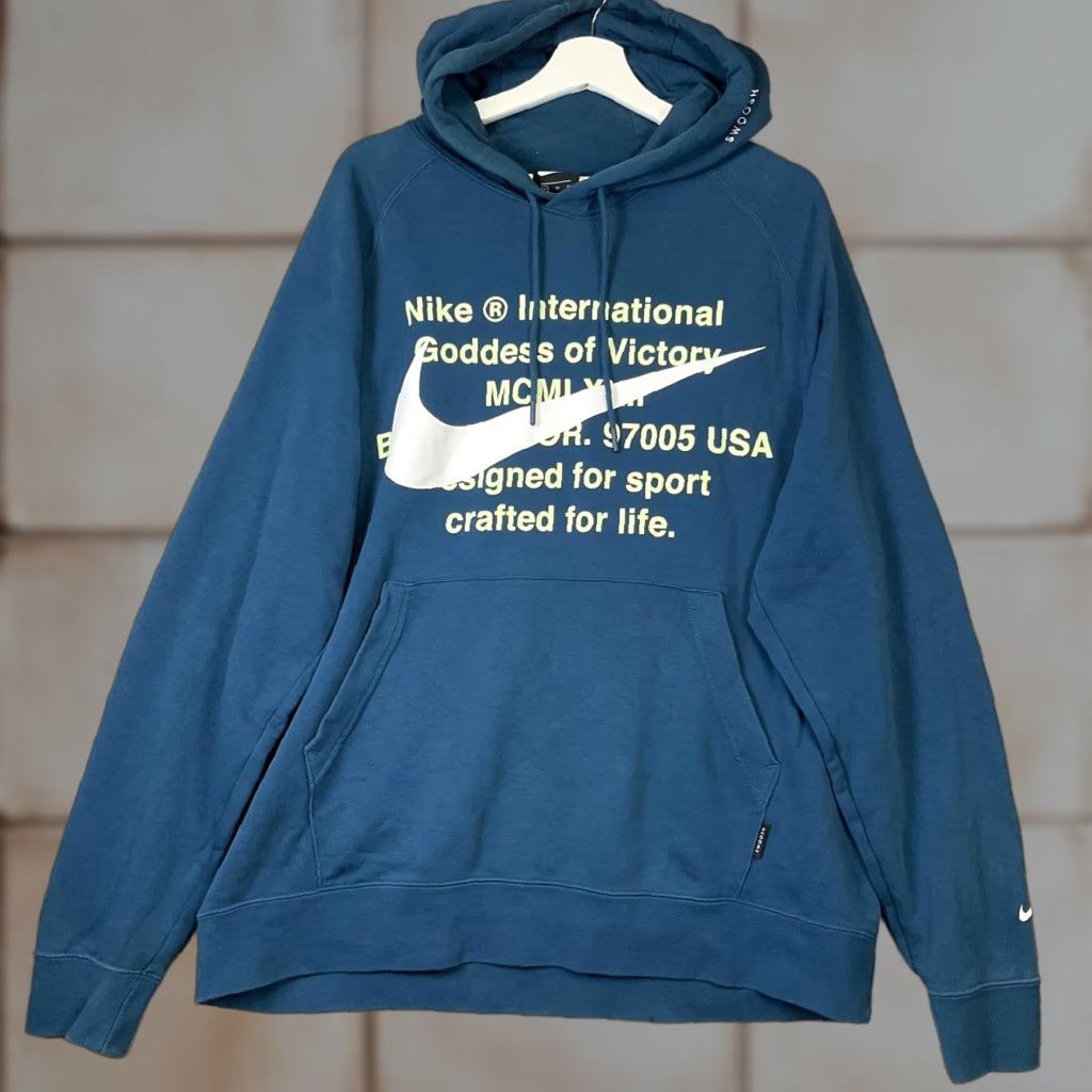 Nike Nike Hoodie Mens XL Blue Swoosh Goddess of Victory International Sweatshirt Size US XL / EU 56 / 4 - 1 Thumbnail