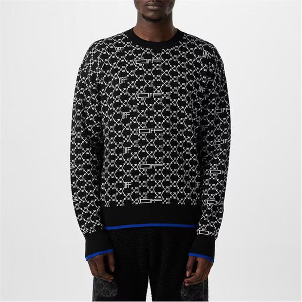 Off-White o1y0325 Logo Crewneck Sweater in Black/White Size US M / EU 48-50 / 2 - 3 Thumbnail