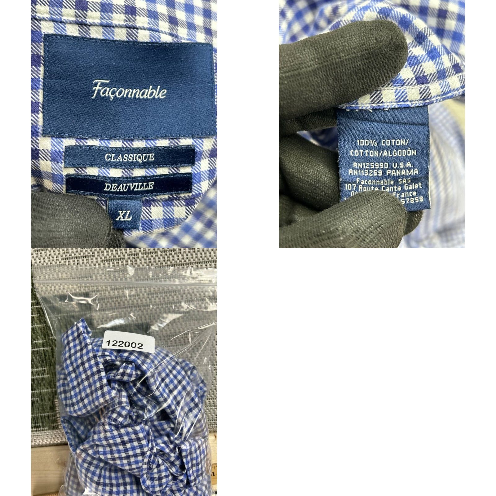Faconnable VINTAGE Faconnable Classique Deauville Shirt Mens XL Blue Cotton Gingham Check Button Up Size US XL / EU 56 / 4 - 8 Thumbnail