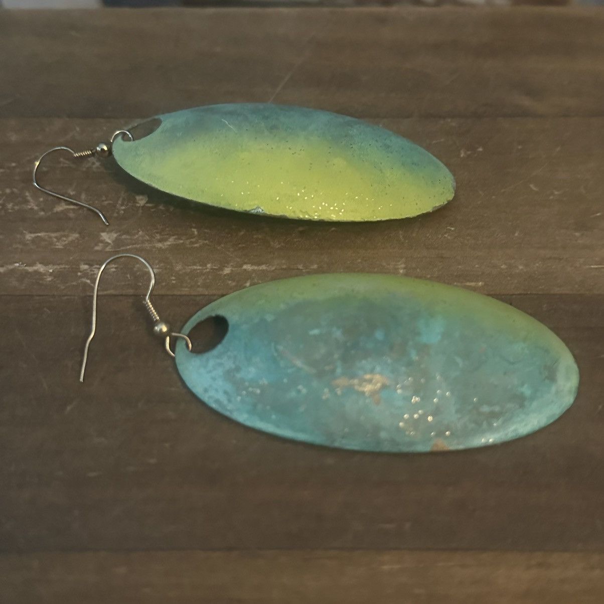 Other Large yellow and turquoise oval dangle earrings Size ONE SIZE - 6 Thumbnail