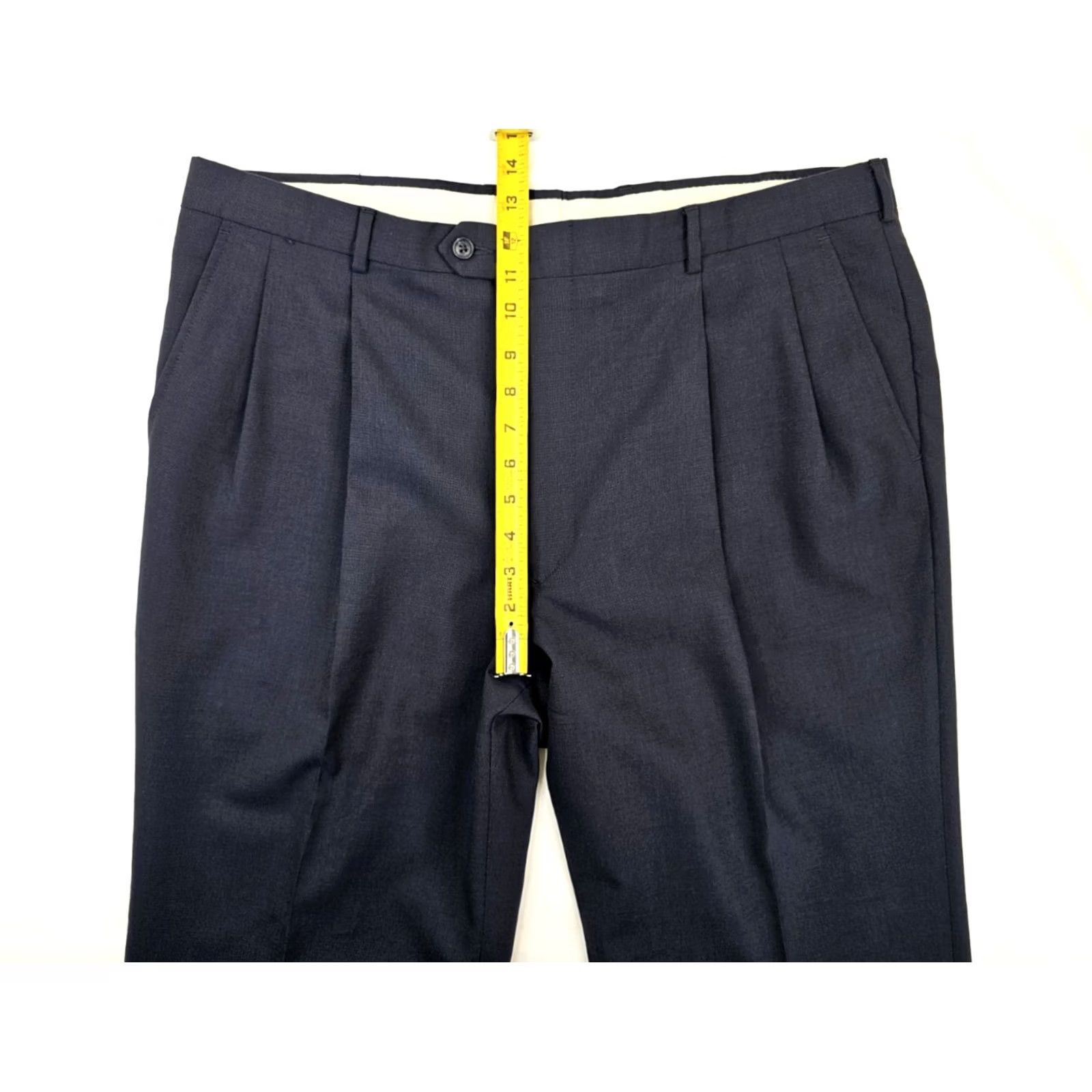 Stafford VINTAGE Stafford Wool Pleated Pants Men 39x27 Navy Blue Straight w Center Crease EUC Size US 39 - 4 Thumbnail