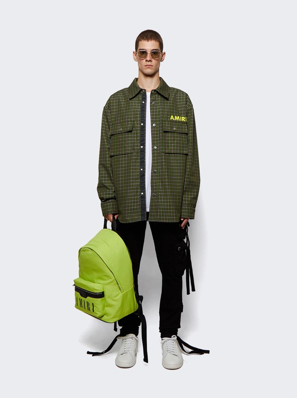 Amiri o1mle0426 Logo Overshirt in Sage Green Size US M / EU 48-50 / 2 - 2 Thumbnail