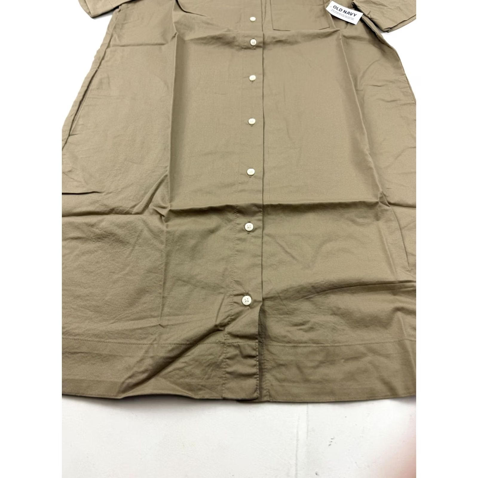 Old Navy Old Navy Shirt Dress Womens S Tall Beige Short Sleeve Button Front Knee Length Size S / US 4 / IT 40 - 2 Thumbnail