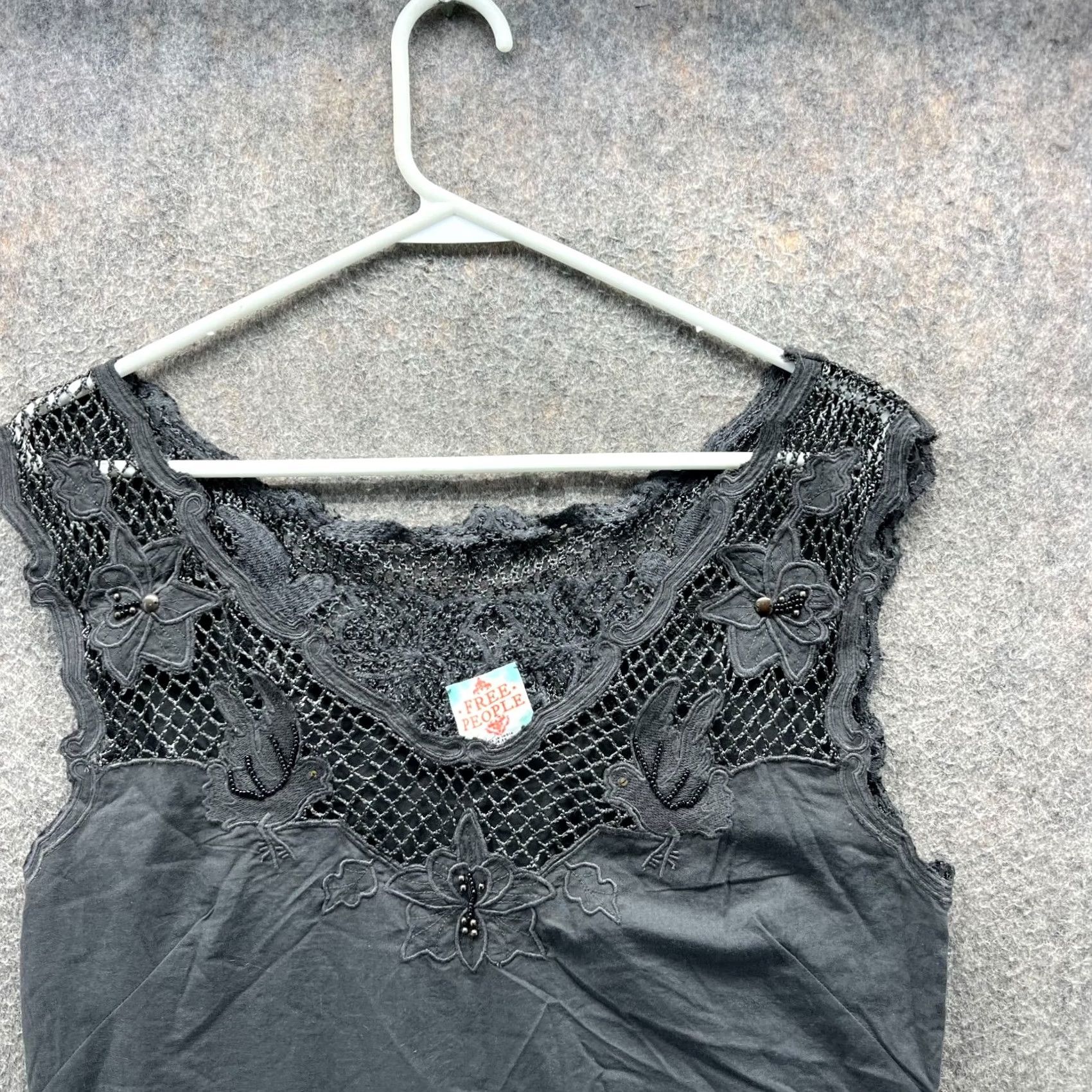 Free People Free People Dress Womens S Gray Mini Sleeveless Crochet Cotton Floral Size S / US 4 / IT 40 - 3 Thumbnail