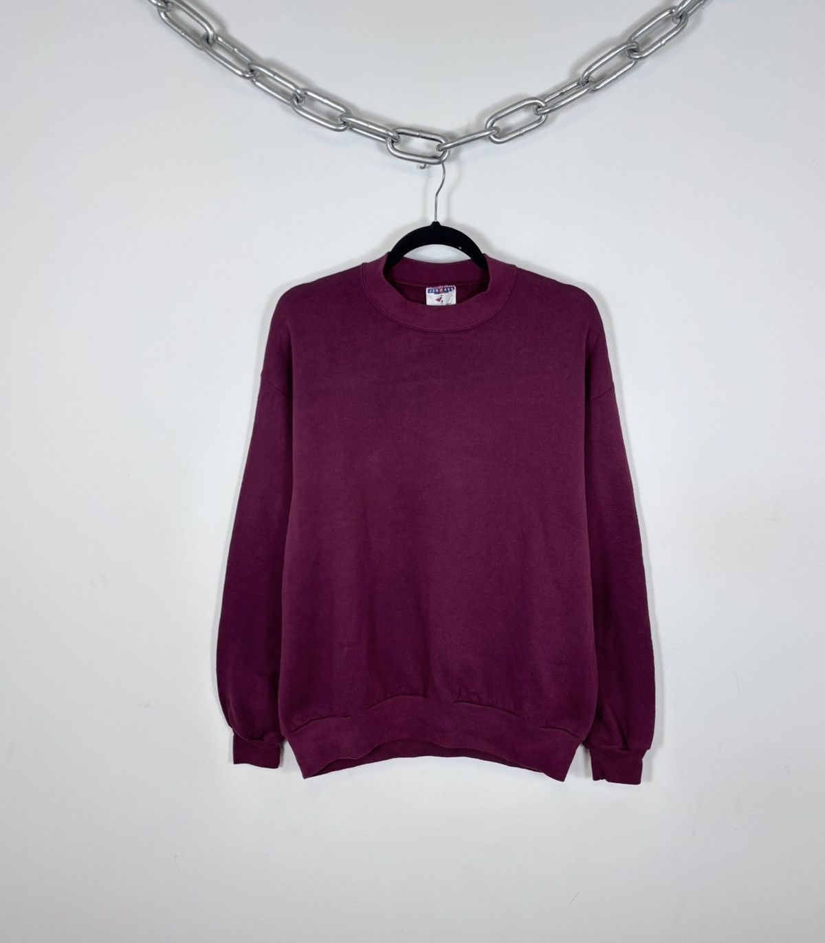 Jerzees Vintage 1990s Jerzees Blank Sweatshirt Crewneck Made In USA Size US L / EU 52-54 / 3 - 1 Thumbnail
