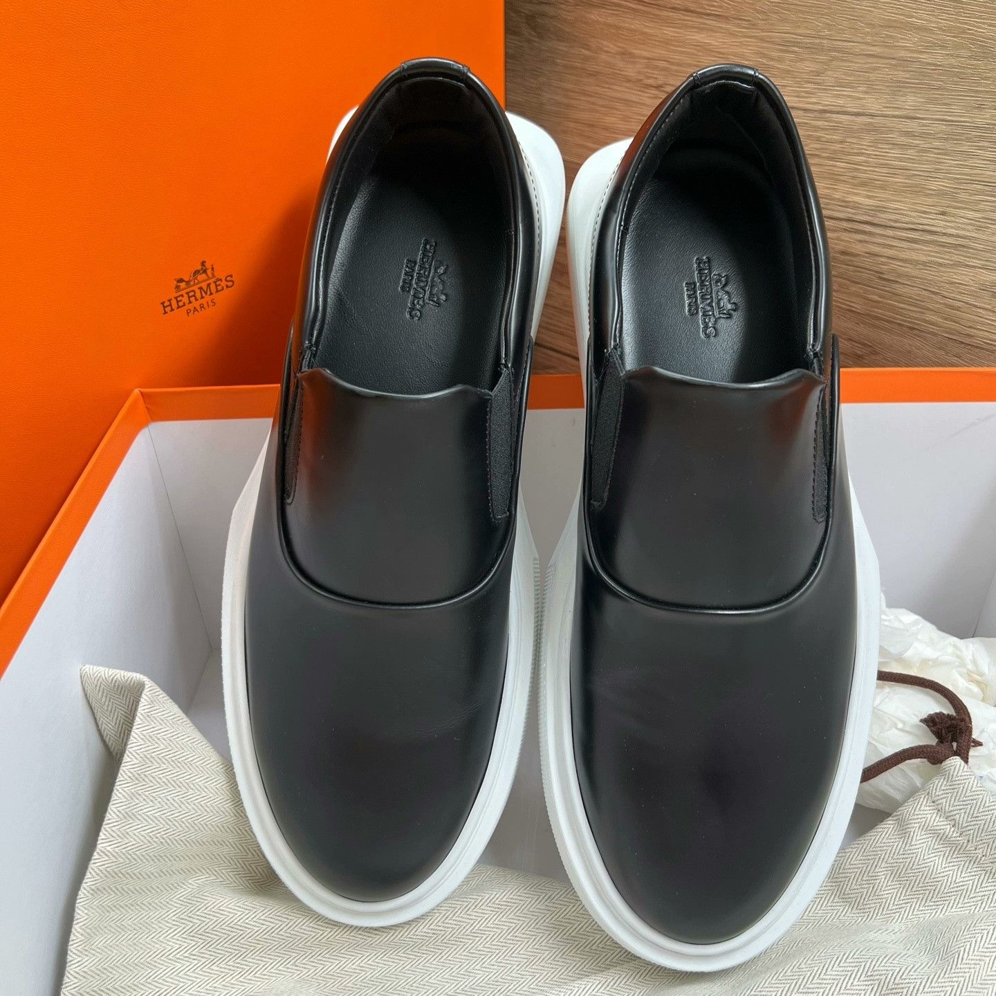 Hermes Hermes Hiro Black White Slip-On Shoes Size US 8 / EU 41 - 3 Thumbnail
