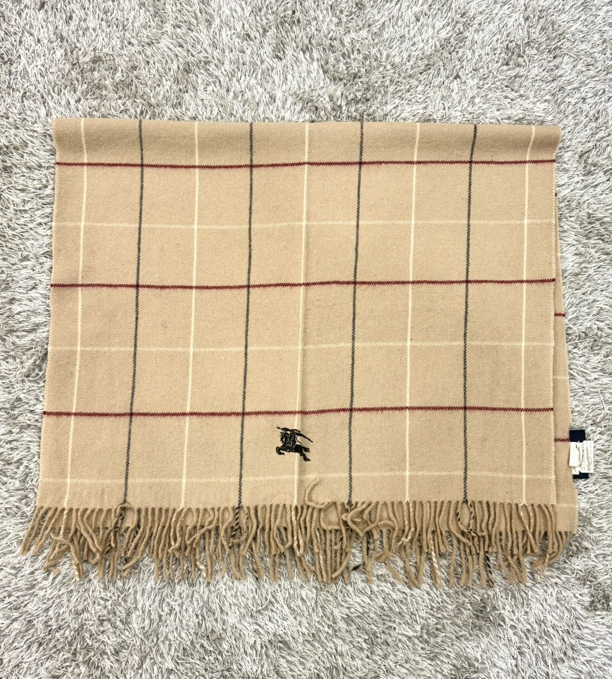 Burberry BURBERRY LONDON EMBROIDERED LOGO WOOL MUFFLER Size ONE SIZE - 1 Thumbnail