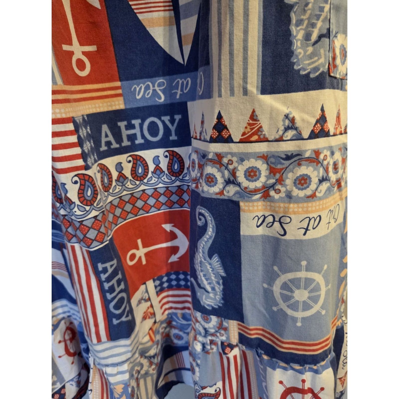 Nautica VINTAGE Anthony Richards House Dress Muumuu Womens M Patriotic Nautical Size M / US 6-8 / IT 42-44 - 4 Thumbnail