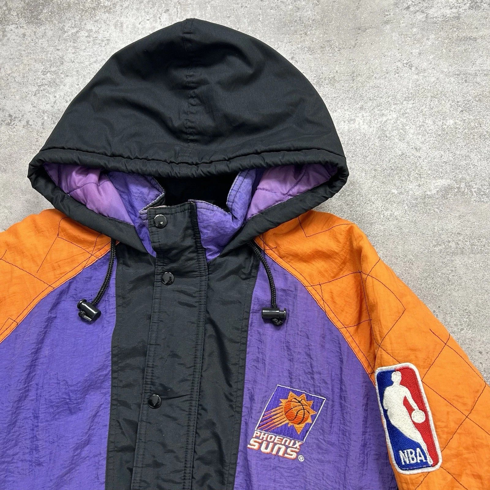 NBA × Starter × Vintage VTG 90s NBA PHOENIX SUNS STARTER PUFFER JACKET HOODIE SIZE L Size US L / EU 52-54 / 3 - 4 Thumbnail