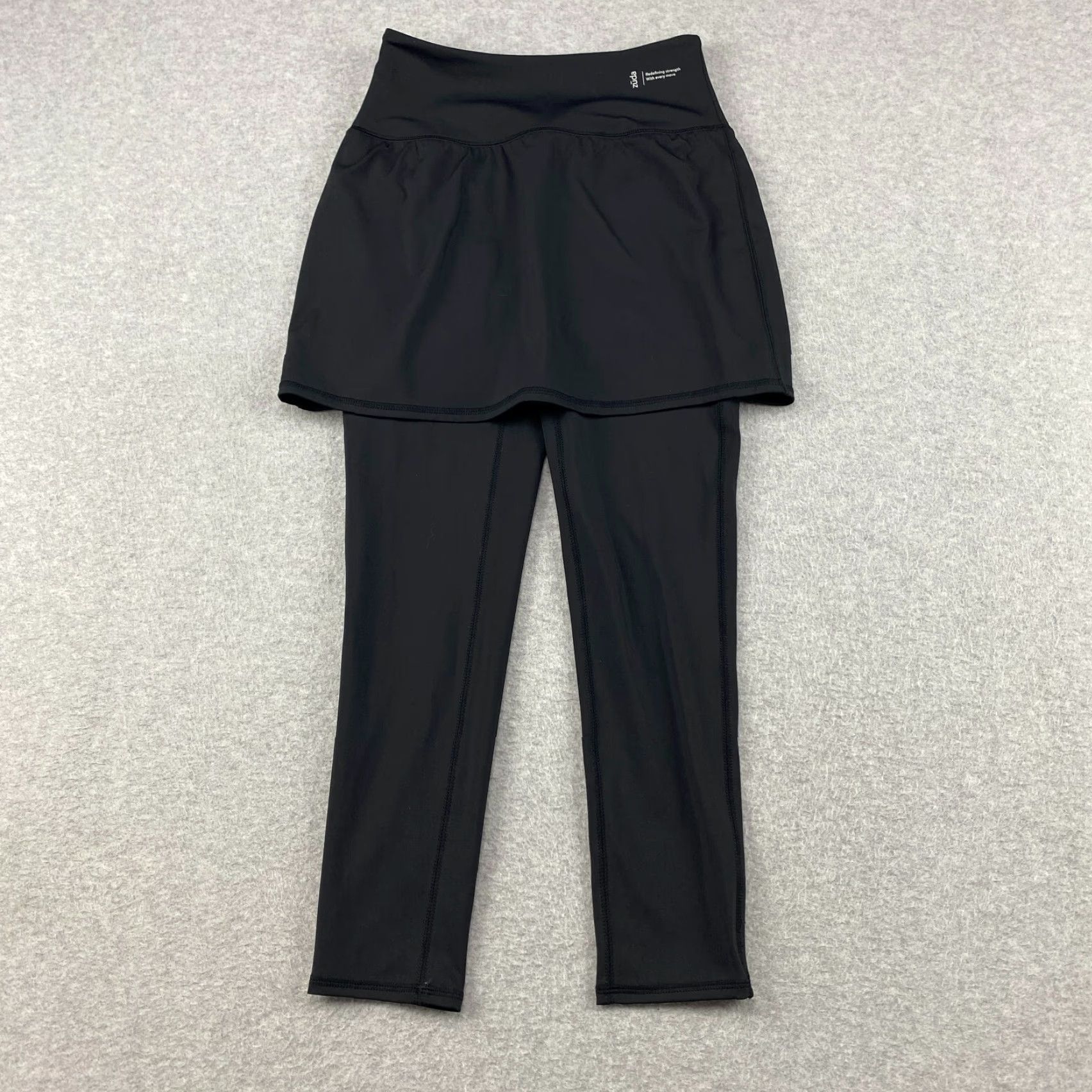 Vintage Zuda Leggings Womens Cropped Skirted 2XS Black Stretch Pockets Breathable Activewear Tennis Running Walking Dance Athleisure Modern Size 24" / US 00 / IT 34 - 2 Thumbnail