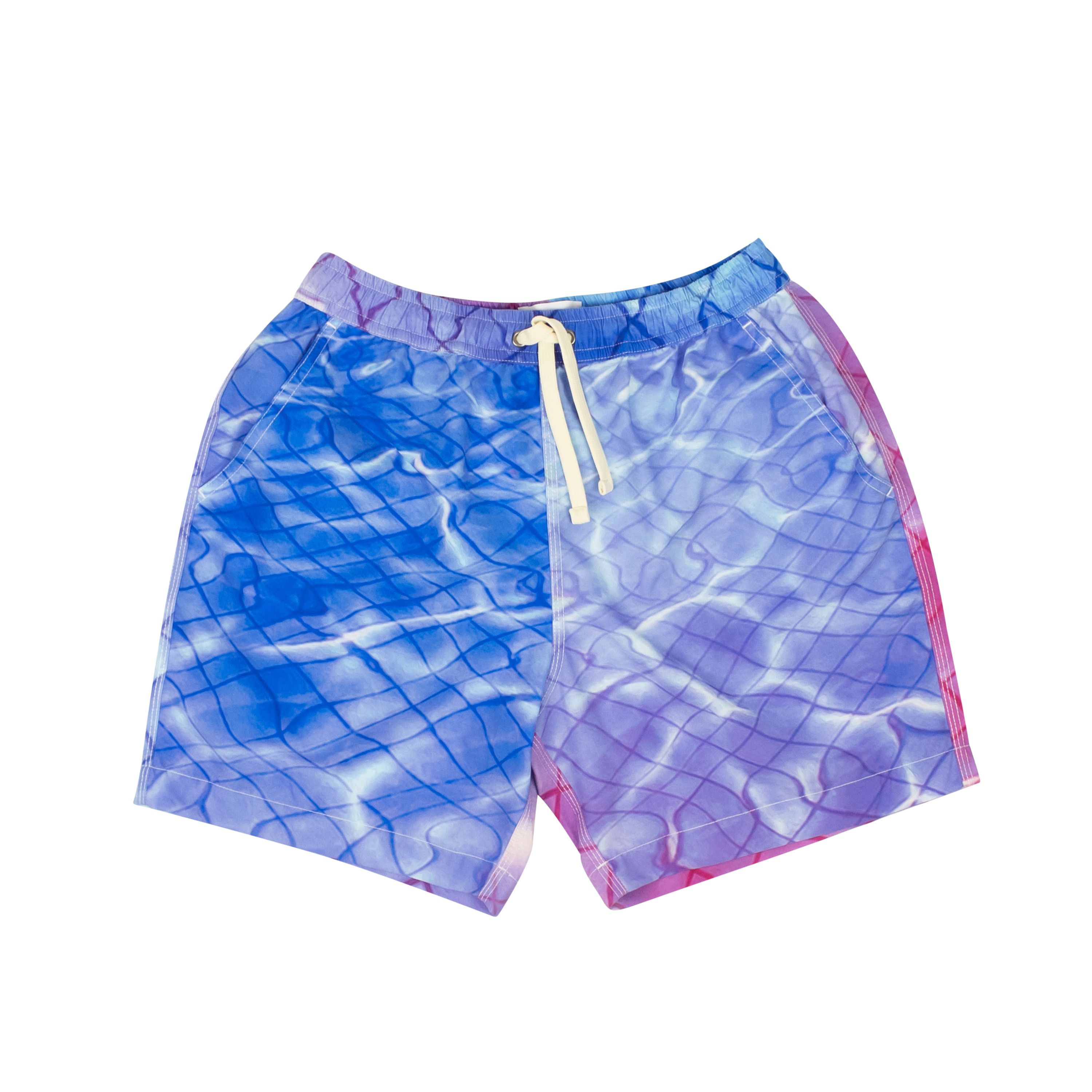 Blue Sky Inn Blue Pink & Purple Pool Print Swim Trunks Size M, Men's
