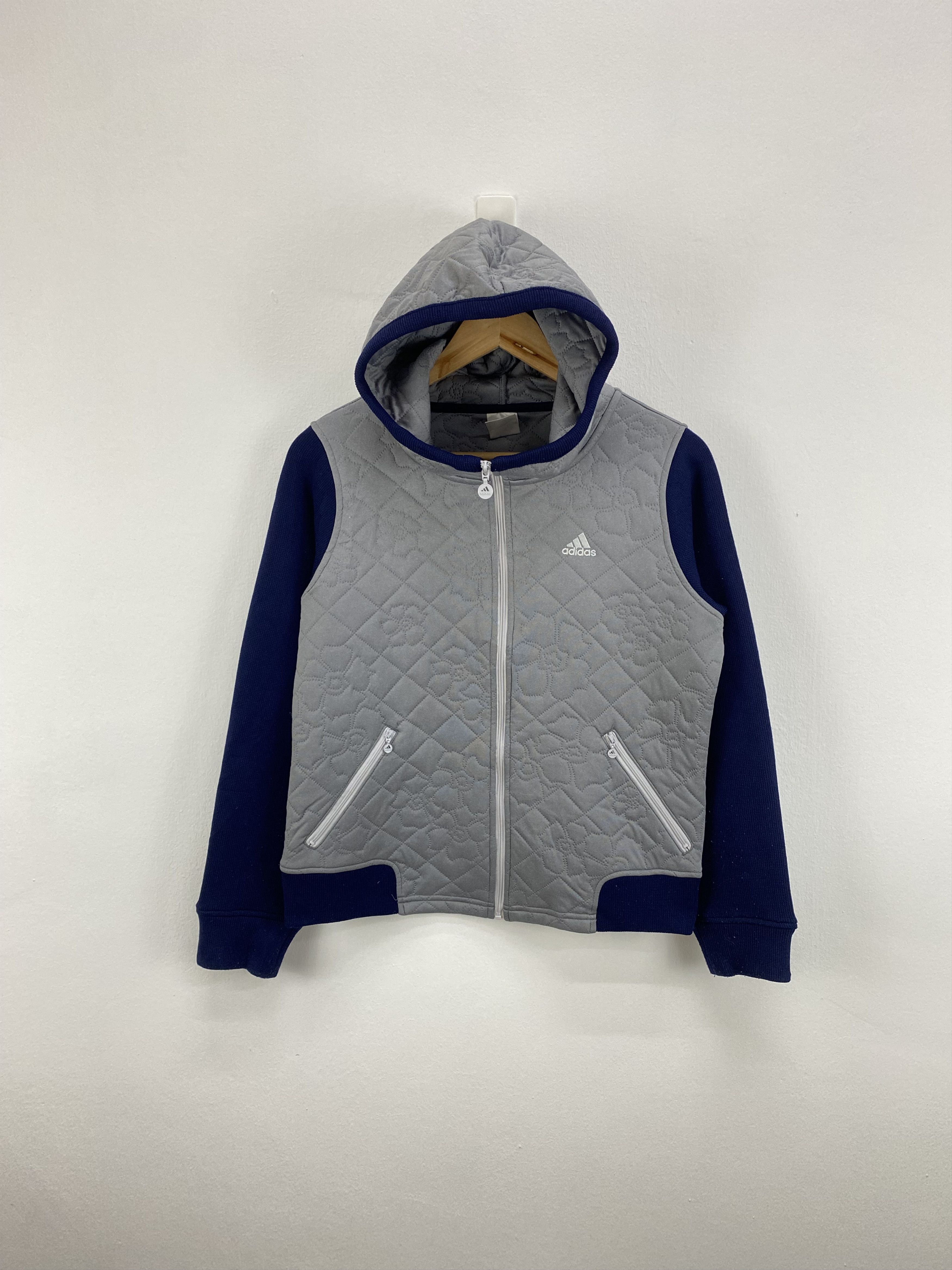 Adidas Vintage Hoodie Quilted Jacket Size M / US 6-8 / IT 42-44 - 1 Thumbnail
