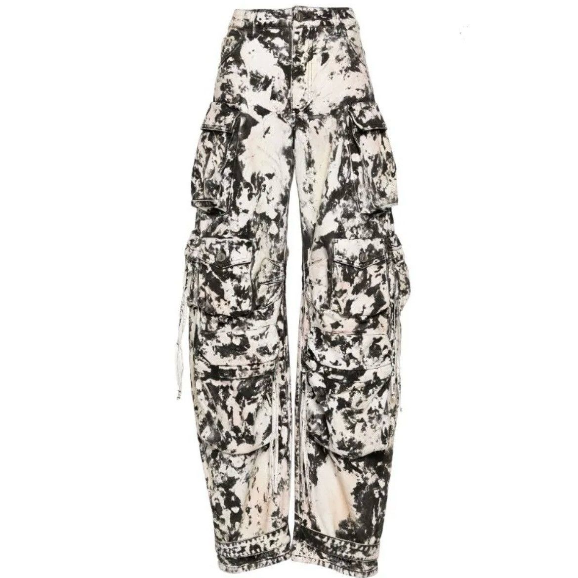The Attico The Attico black cream abstract print wide leg cargo pants Size 27" / US 4 / IT 40 - 11 Thumbnail