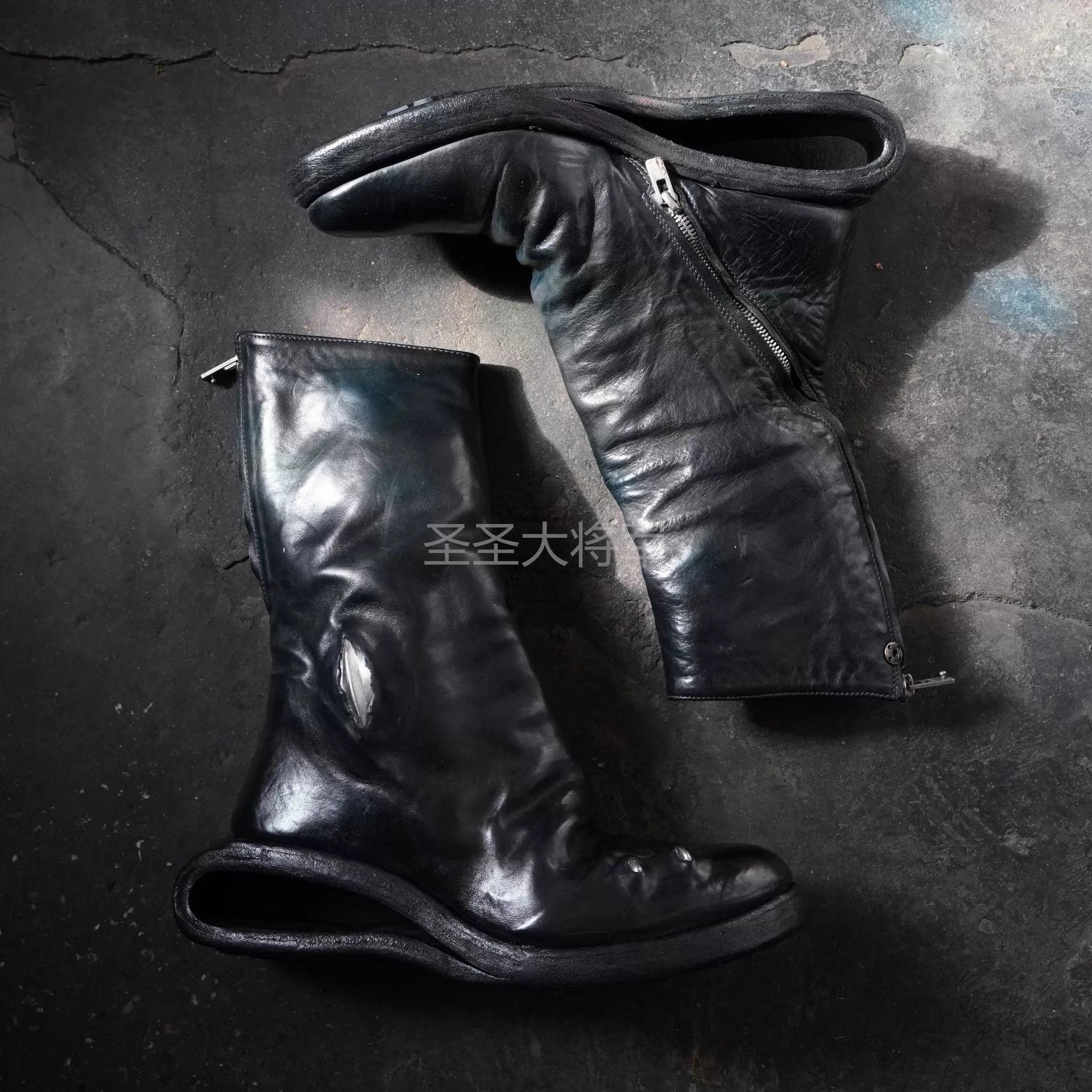 Carol Christian Poell CCP AM2693P Black Horse Leather Ti U Sole Boot 7 (Last) Size US 7 / EU 40 - 2 Thumbnail