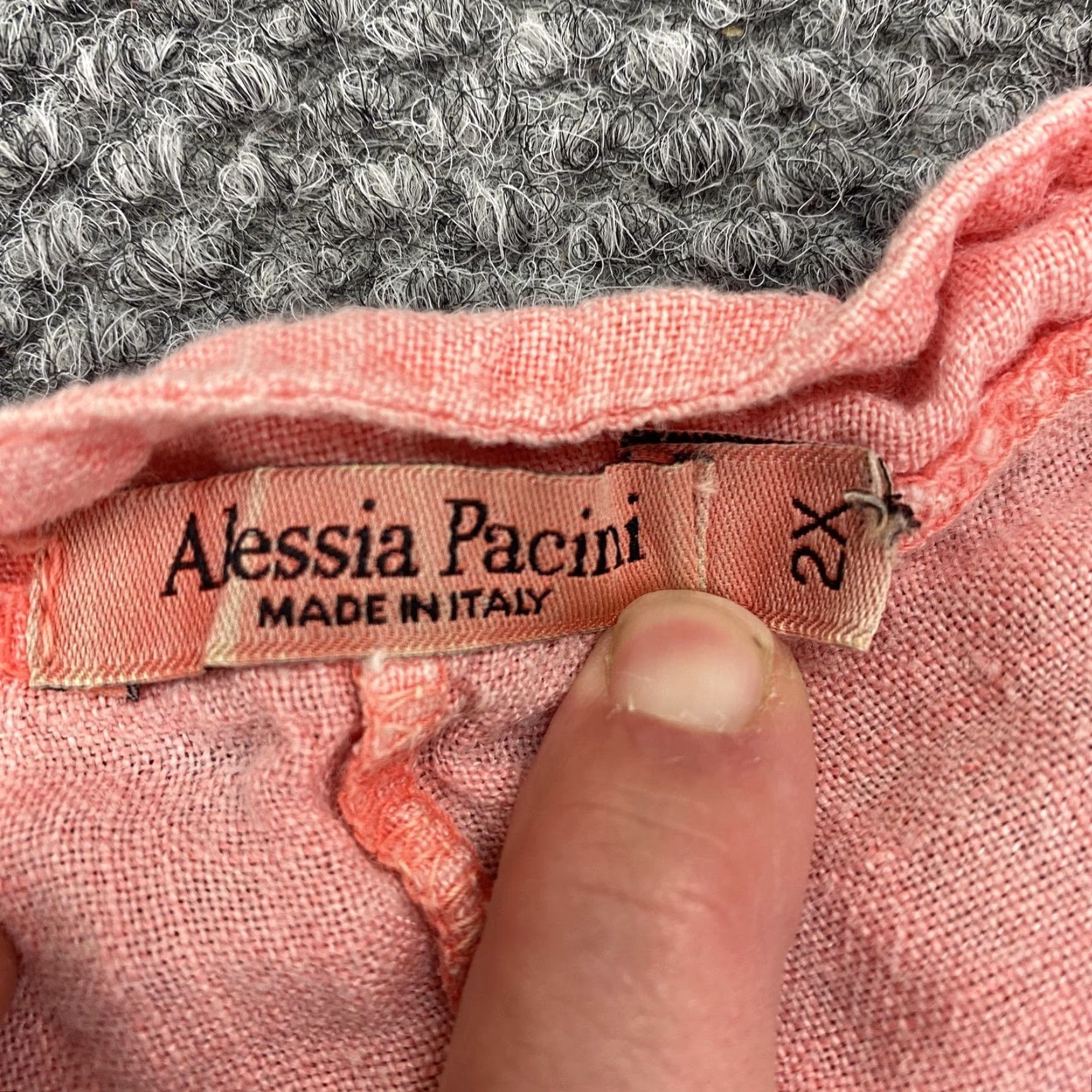 Vintage Alessia Pacini Shirt 2X Coral Linen Lace Sleeveless Tunic Flowy Italy Womens Size XXL / US 16-18 / IT 52-54 - 6 Thumbnail