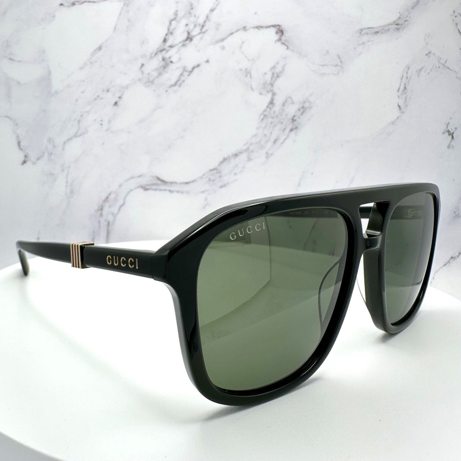 Gucci New GUCCI Sunglasses Black Aviator Pilot Gold Logo Metal Size ONE SIZE - 15 Thumbnail