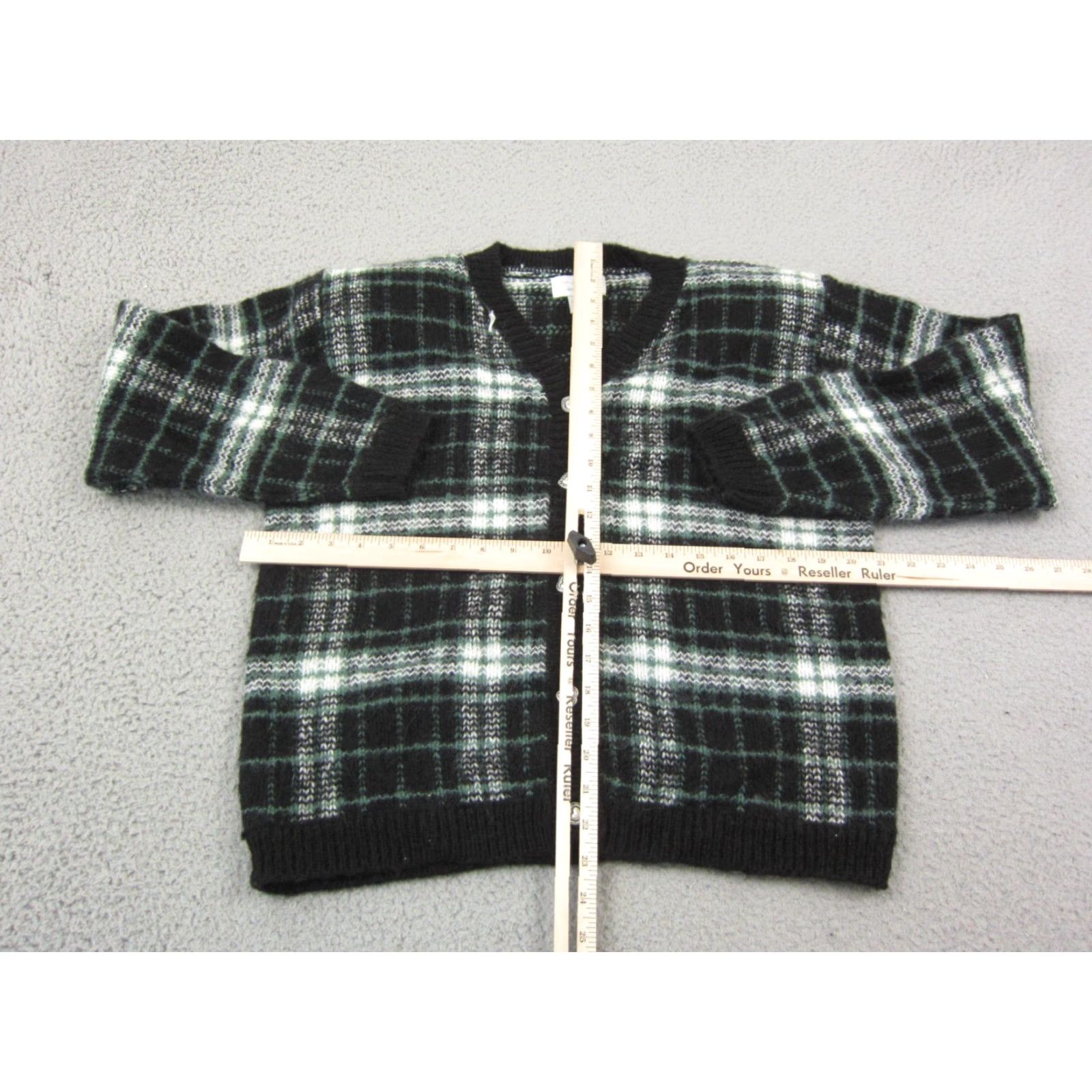 Vintage VINTAGE Christopher & Banks Cardigan Womens M Black Plaid Wool Sweater Size M / US 6-8 / IT 42-44 - 7 Thumbnail