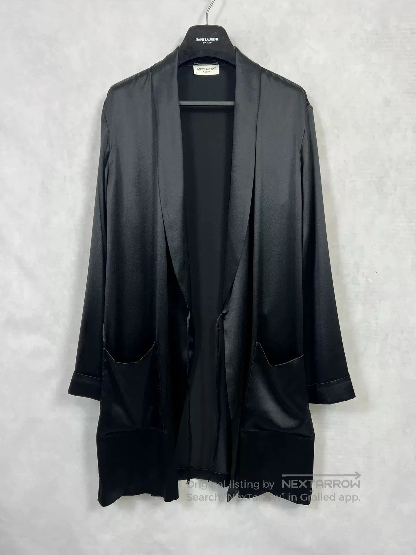 Saint Laurent Paris Saint Laurent Silk Black Drape Cardigan. Size L / US 10 / IT 46 - 2 Thumbnail