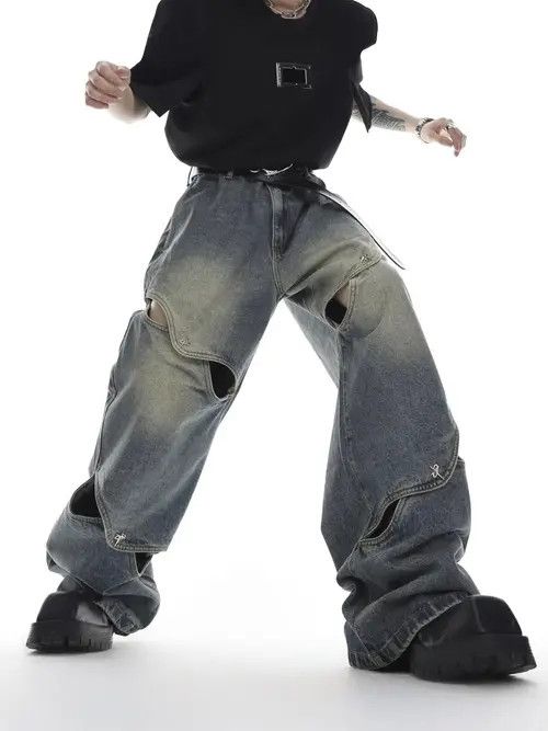 Jean Hollow Out Wide Leg Jeans Size US 29 - 3 Thumbnail