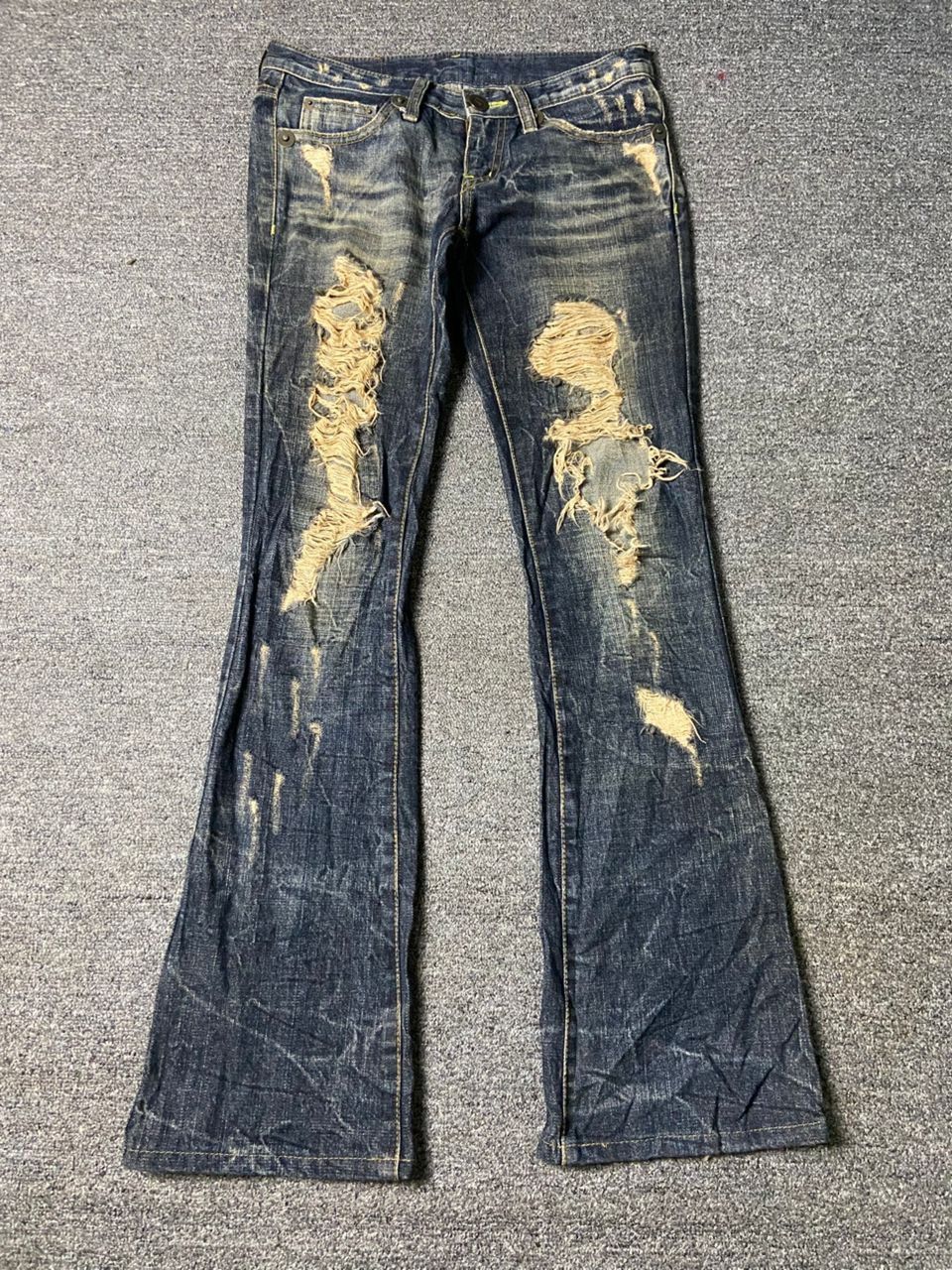 Vintage D.I.A Distressed Denim Ripped Flare Jeans (154)