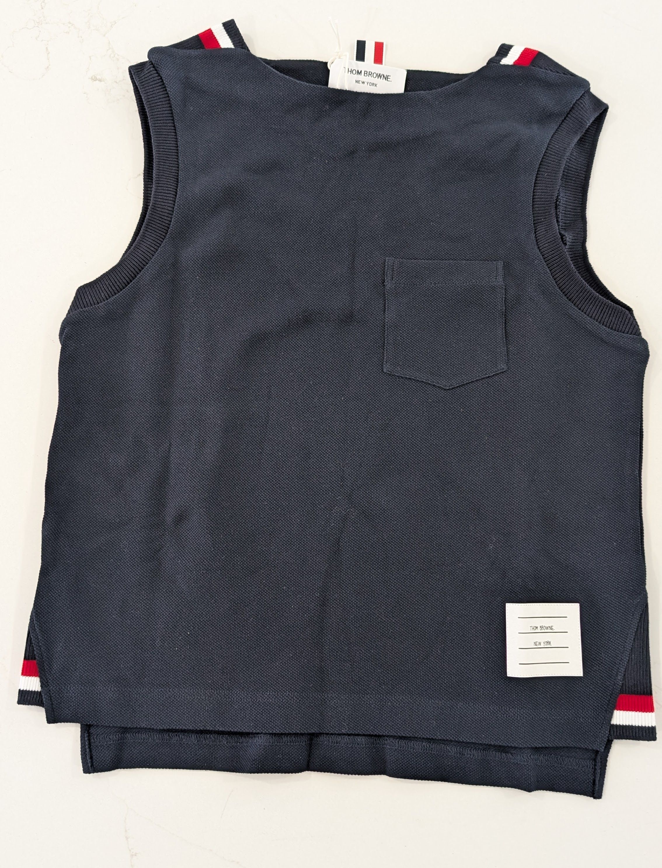 Thom Browne THOM BROWNE New York Boat Neck Top Navy Piqué Size M / US 6-8 / IT 42-44 - 1 Thumbnail