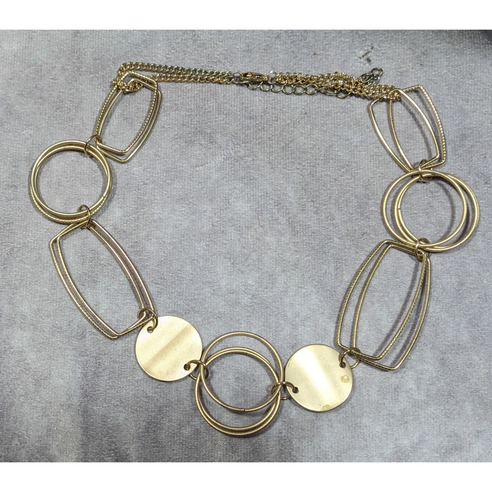 Other Modern Geometric Gold Tone Link And Disc Necklace Size ONE SIZE - 6 Thumbnail