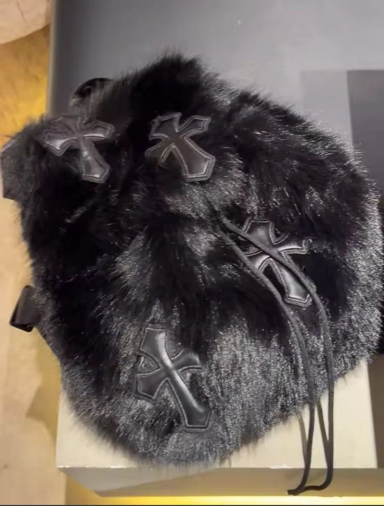 Other Y2K Plush Faux Fur Cross Backpack Unisex Size ONE SIZE - 2 Thumbnail